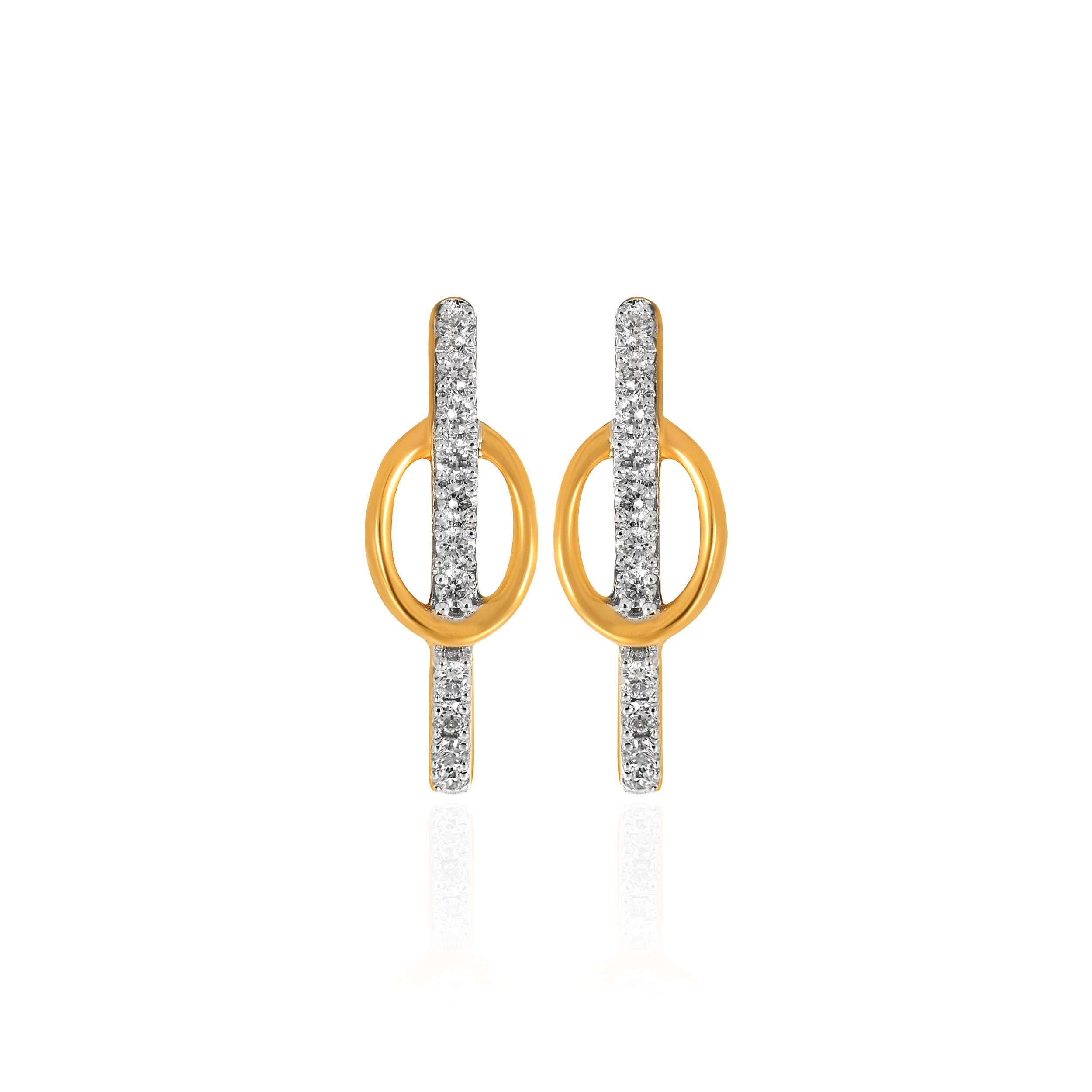Sleek Radiance Diamond Hoop Earrings - Senco Gold and Diamonds