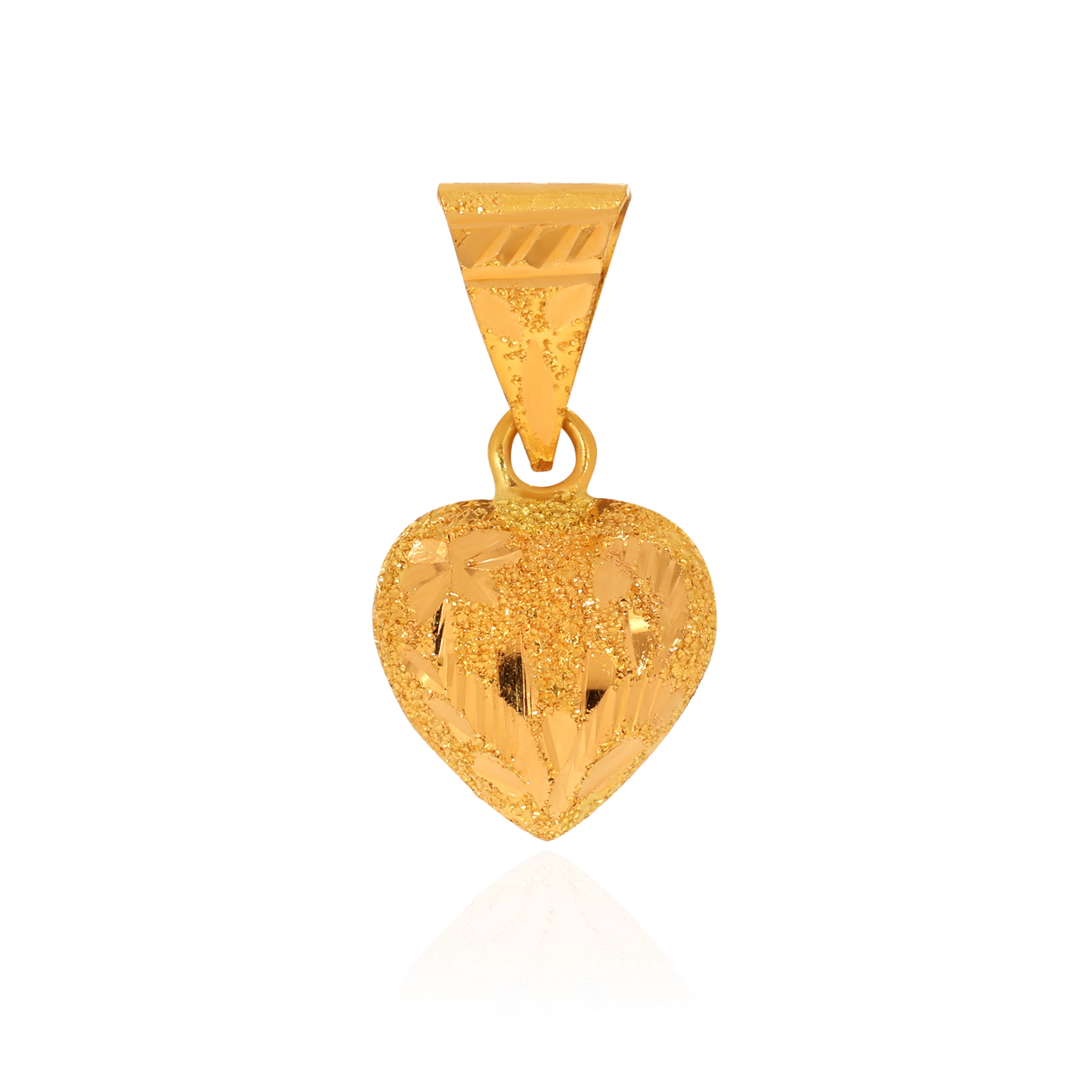 Frosted Design Heart Gold Pendant - Senco Gold and Diamonds