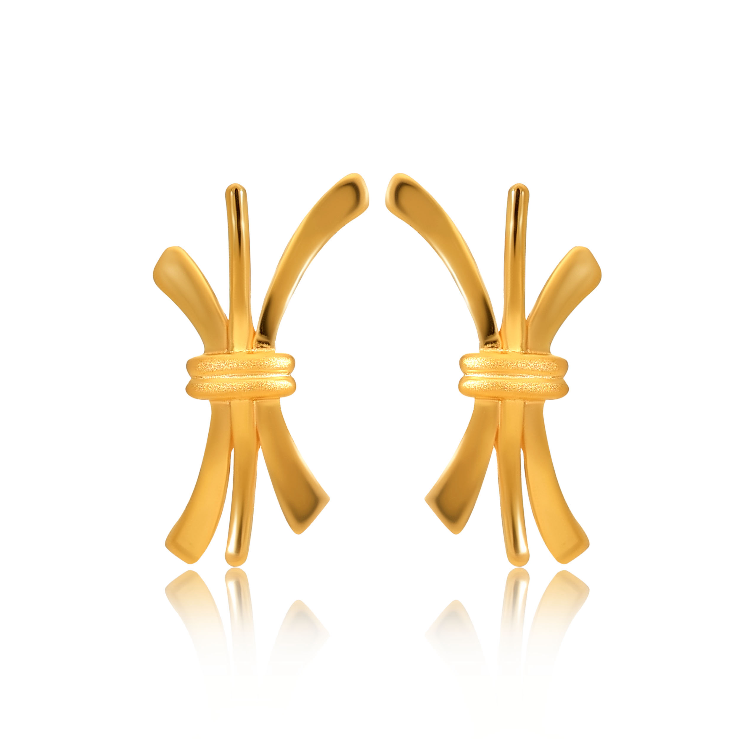 Minimalist Curvature Gold Studs - Senco Gold and Diamonds