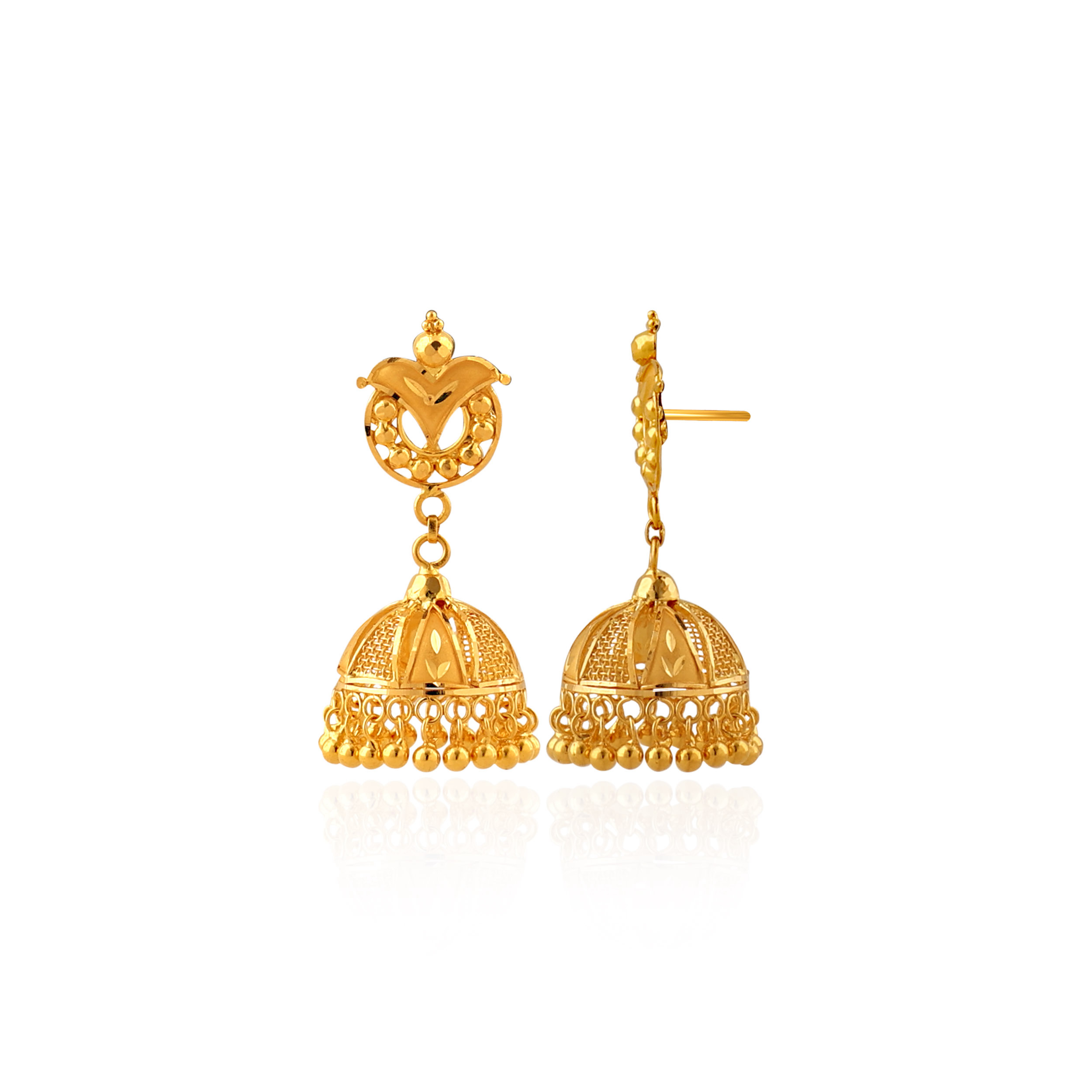 Heritage Reverie Gold Jhumka Earrings - Senco Gold and Diamonds