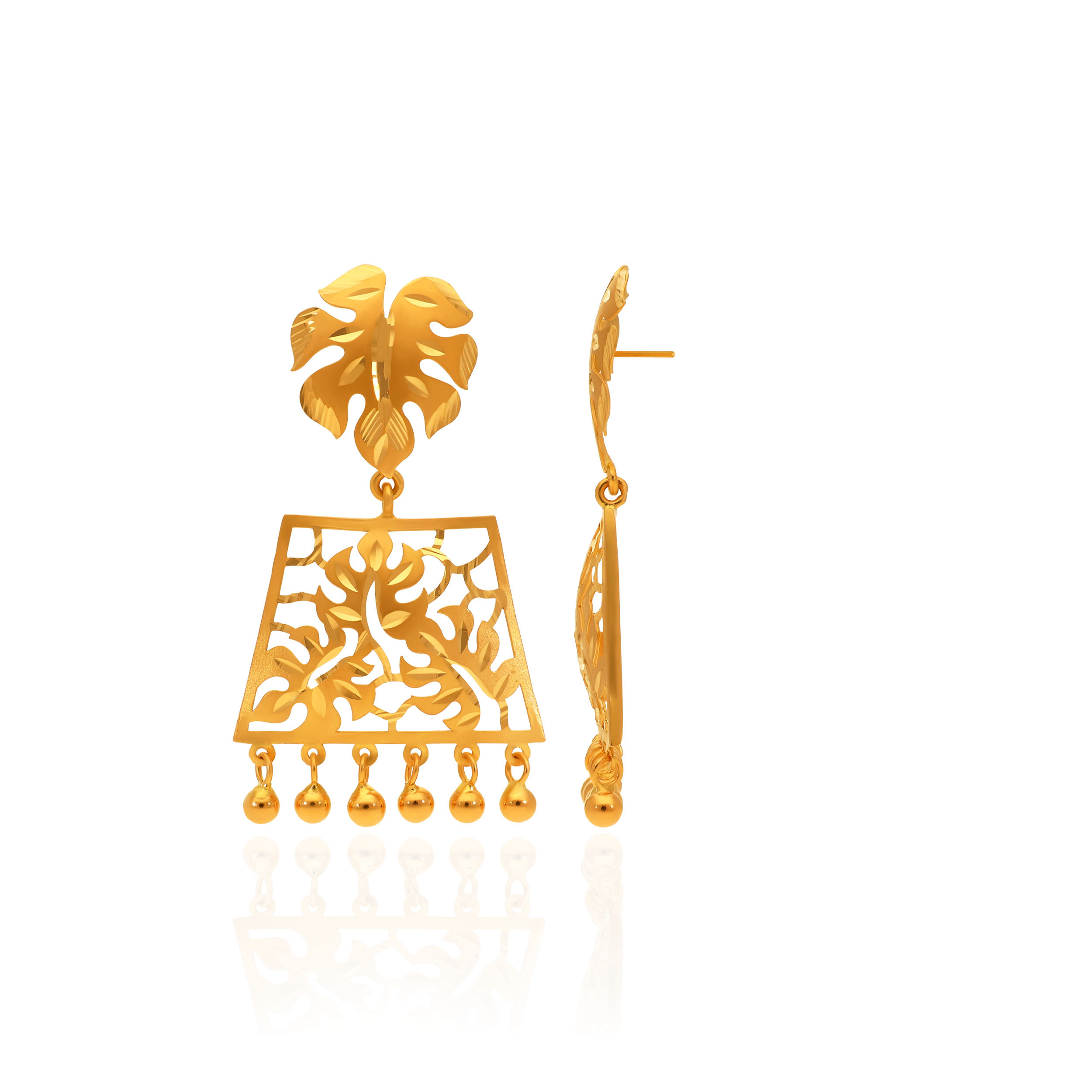 Artisan Vine Gold Drop Earrings - Senco Gold and Diamonds