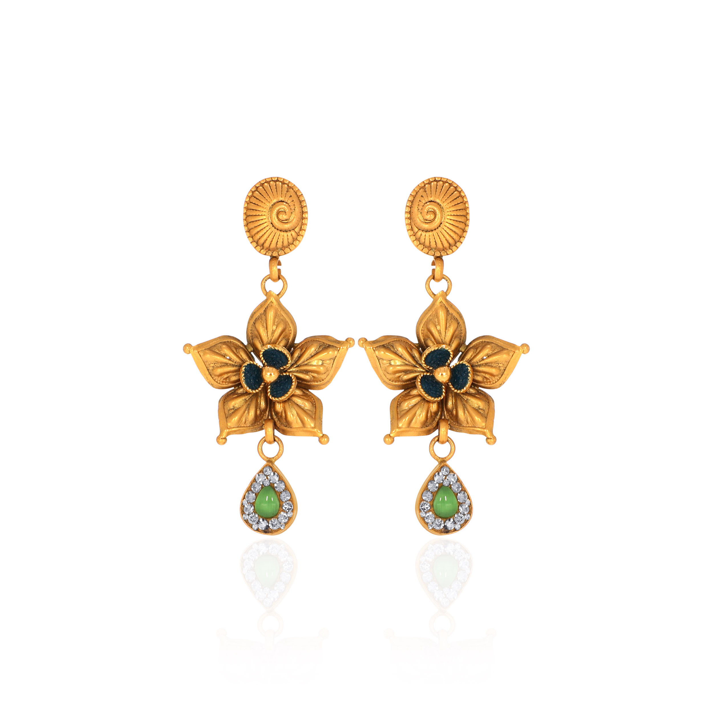 22K Yellow Gold Antique Kundan Drop Earrings-GPGN-D000779676 - Senco Gold and Diamonds