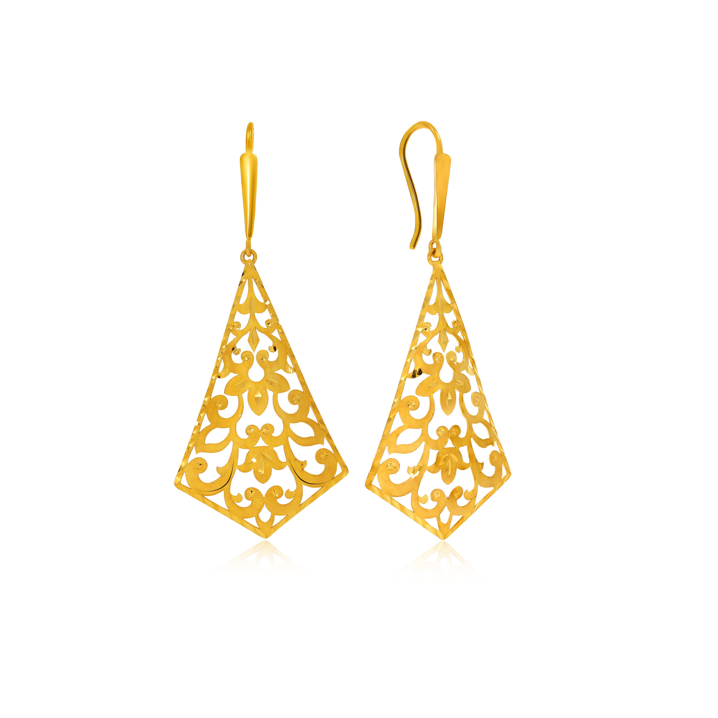 Pyramidal Allure Gold Hook Earrings - Senco Gold and Diamonds