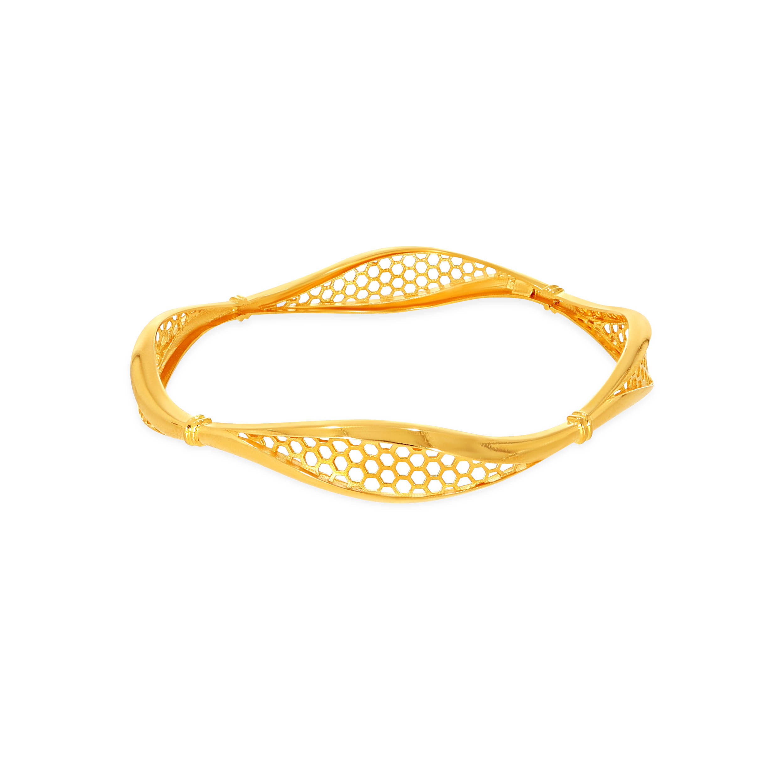 Bold Waves Gold Bangle - Senco Gold and Diamonds