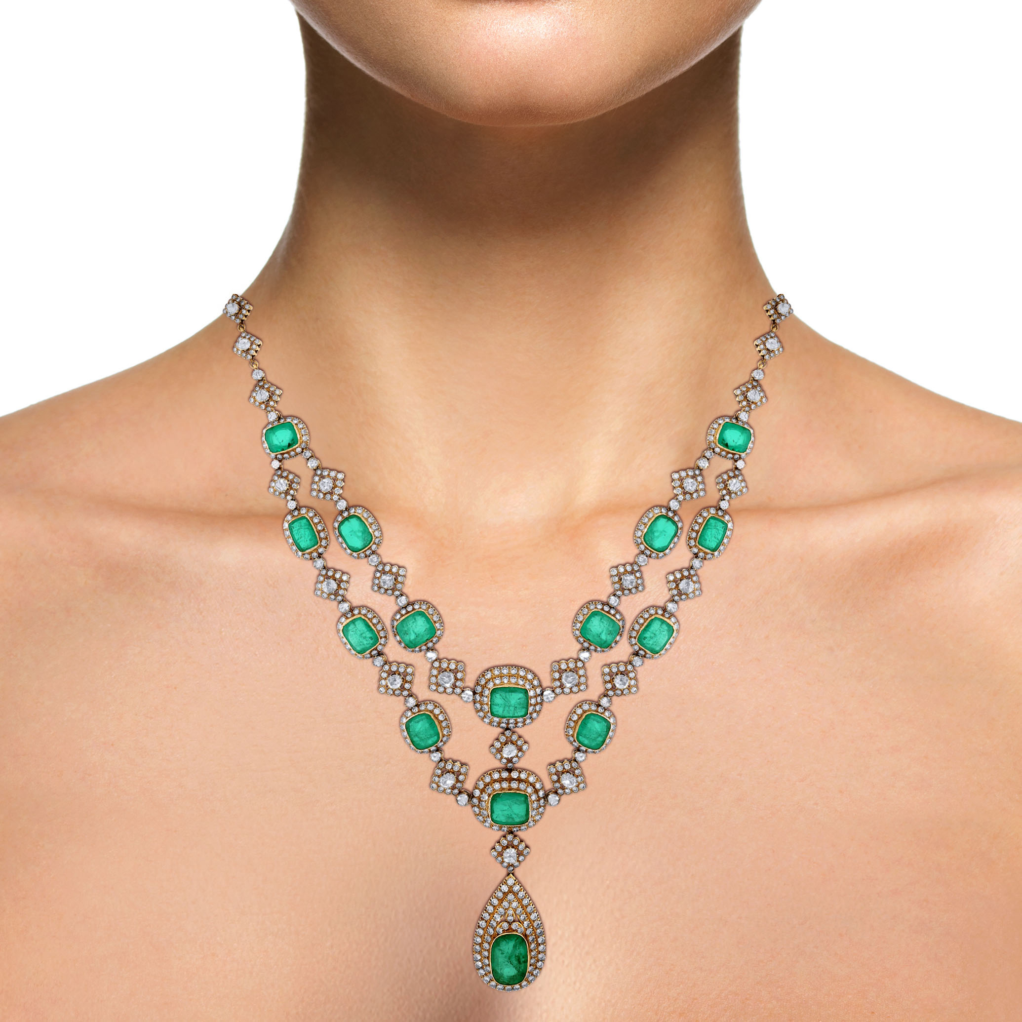 18K Yellow Gold Polki Diamond Necklace-DGN-D000788792 - Senco Gold and Diamonds