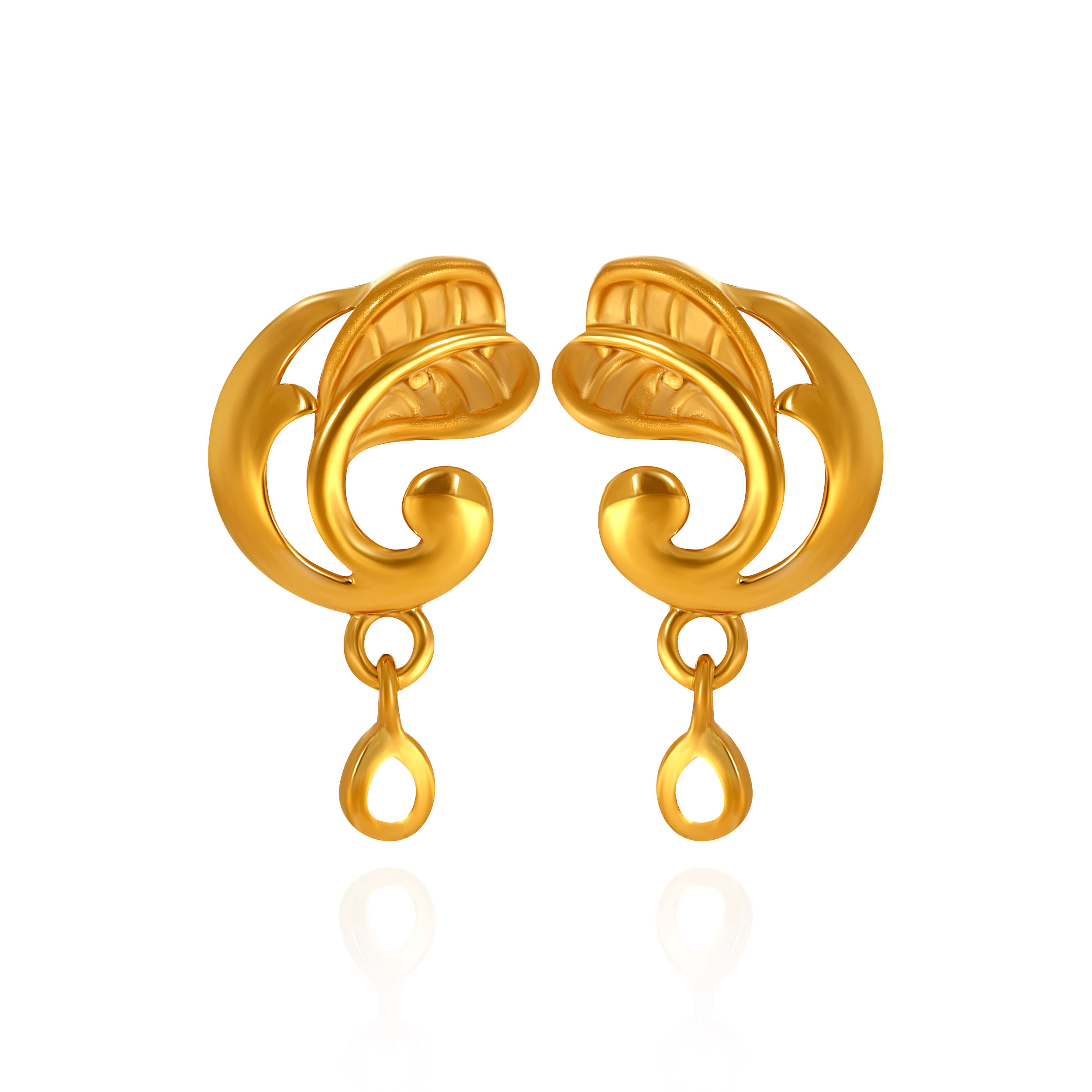 Poise Leaf Gold Drop Earrings - Senco Gold and Diamonds