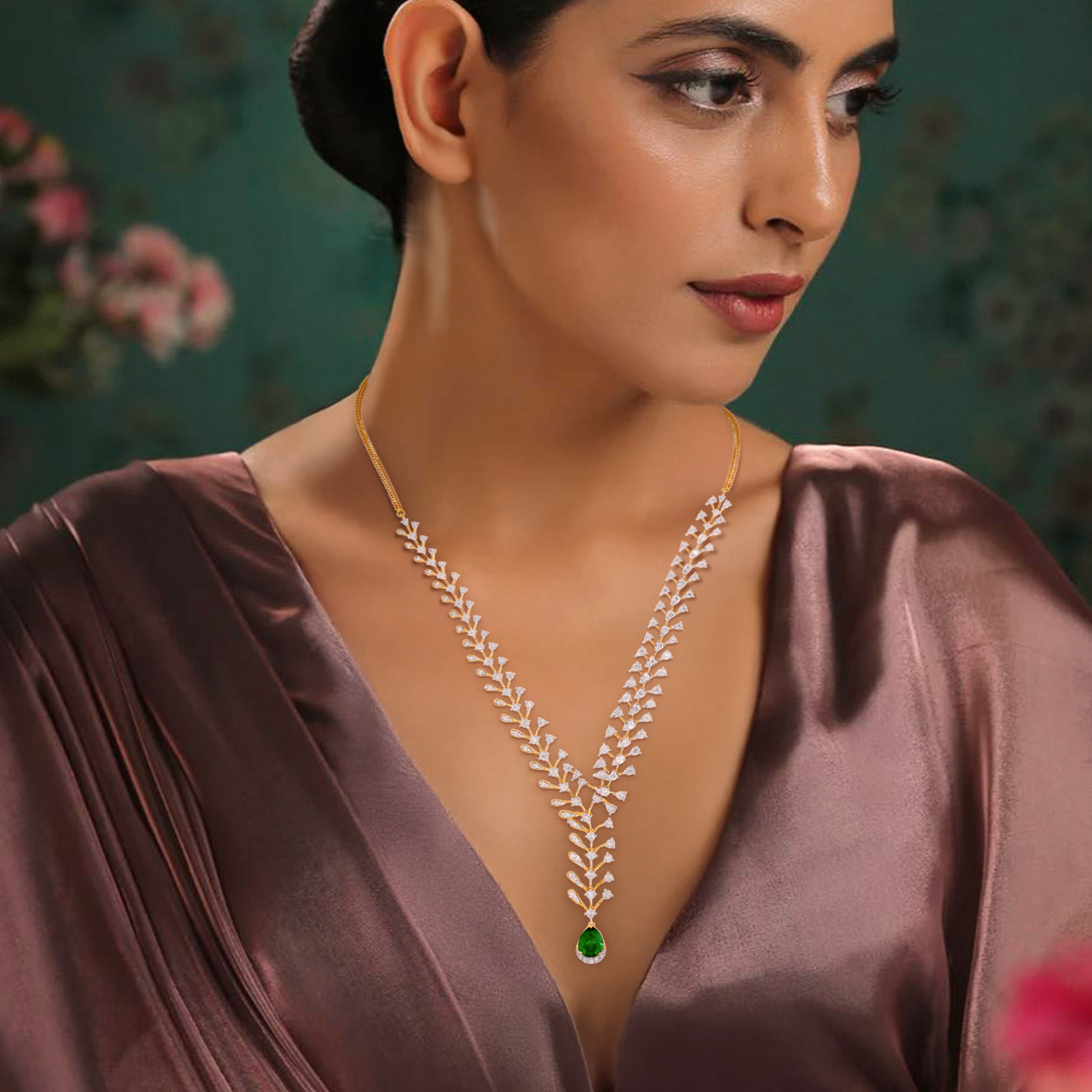 Jade Fleur Diamond Gold Necklace - Senco Gold and Diamonds