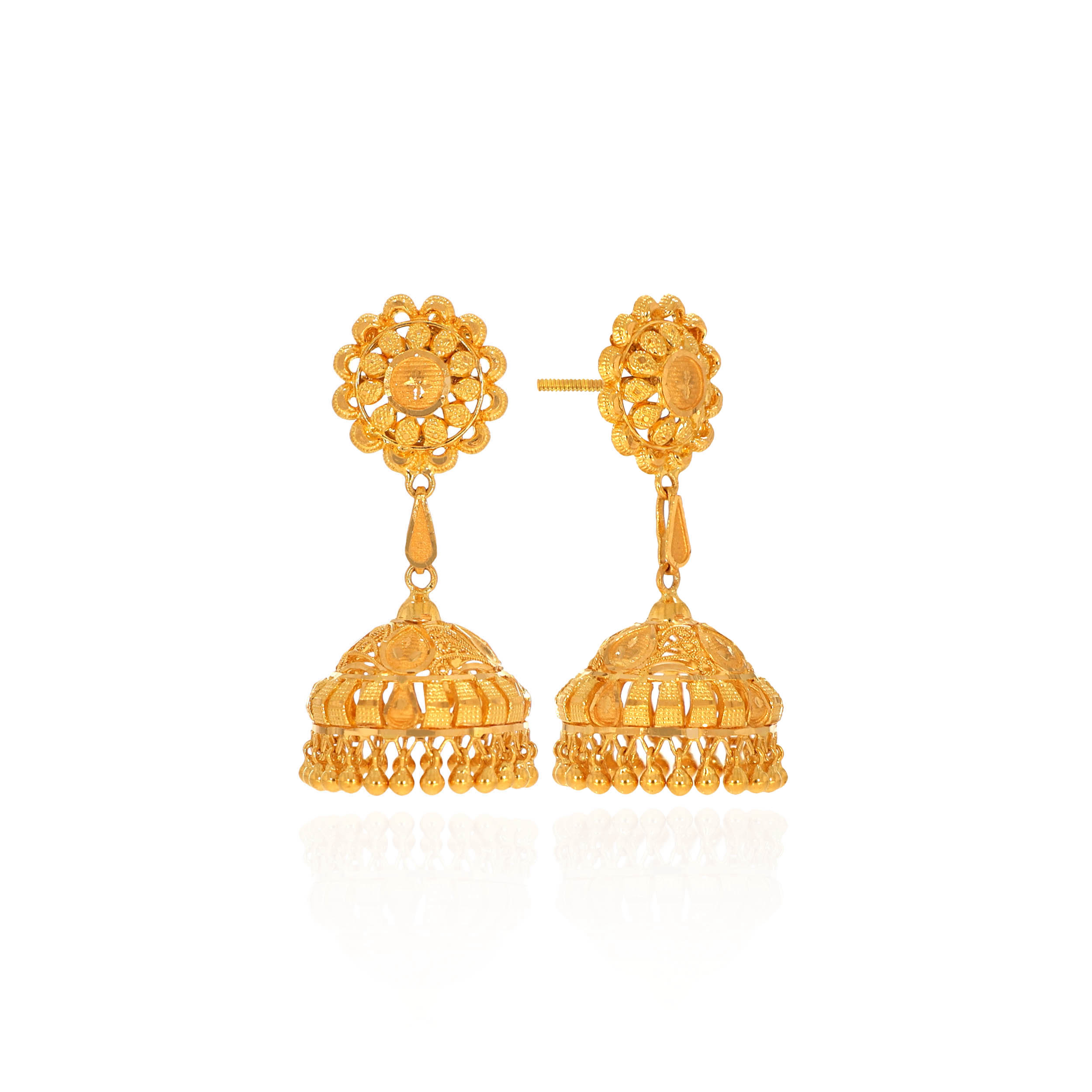 Opulent Charm Ethnic Gold Jhumkas - Senco Gold and Diamonds