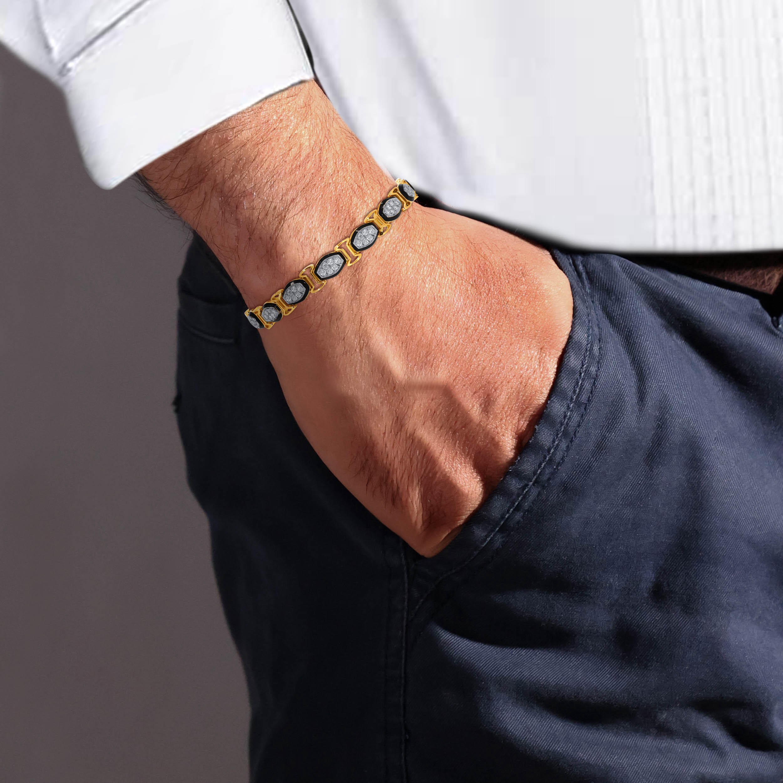 Eclipse Line Men's Diamond Wristlet - Senco Gold and Diamonds
