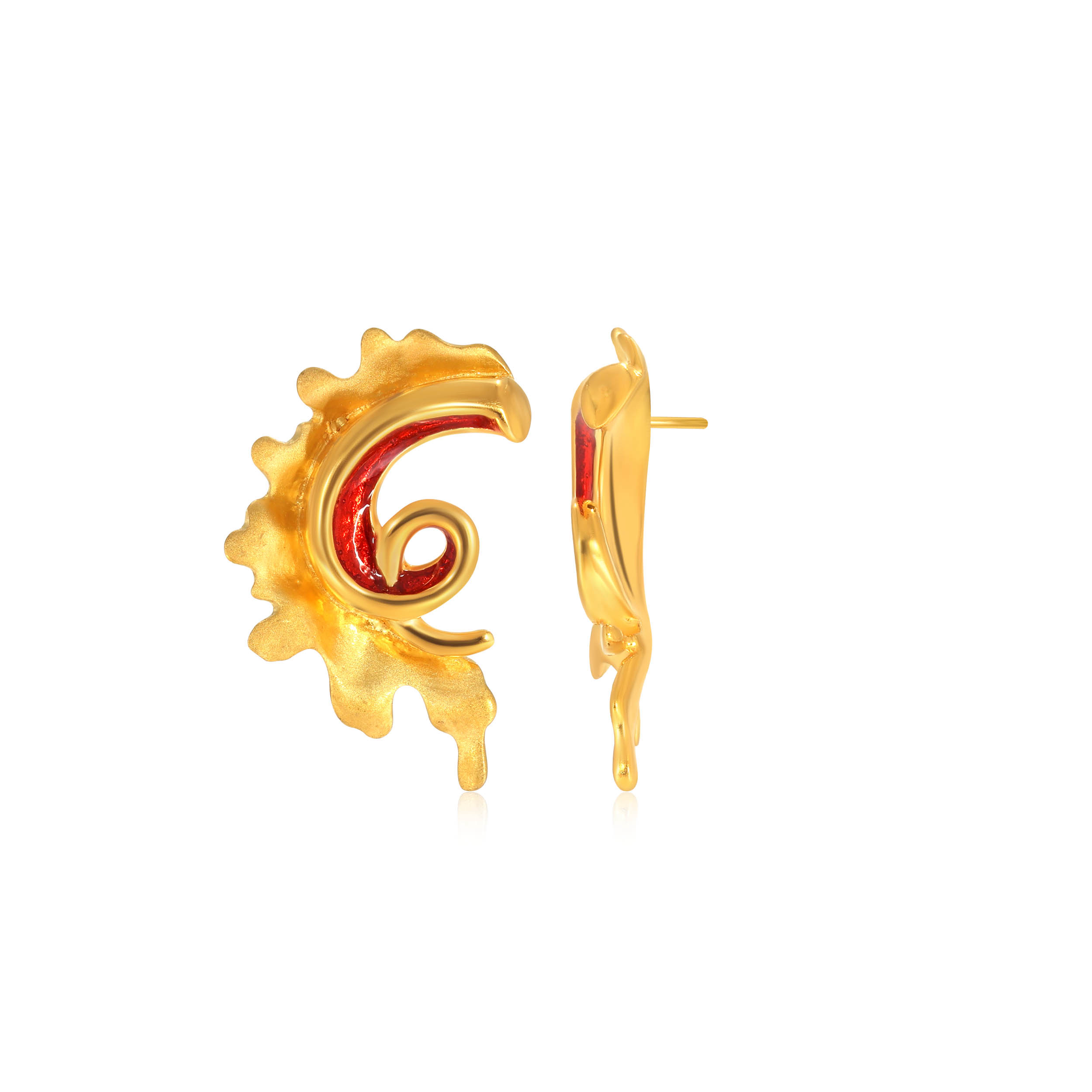 Fiery Drips Gold Studs - Senco Gold and Diamonds