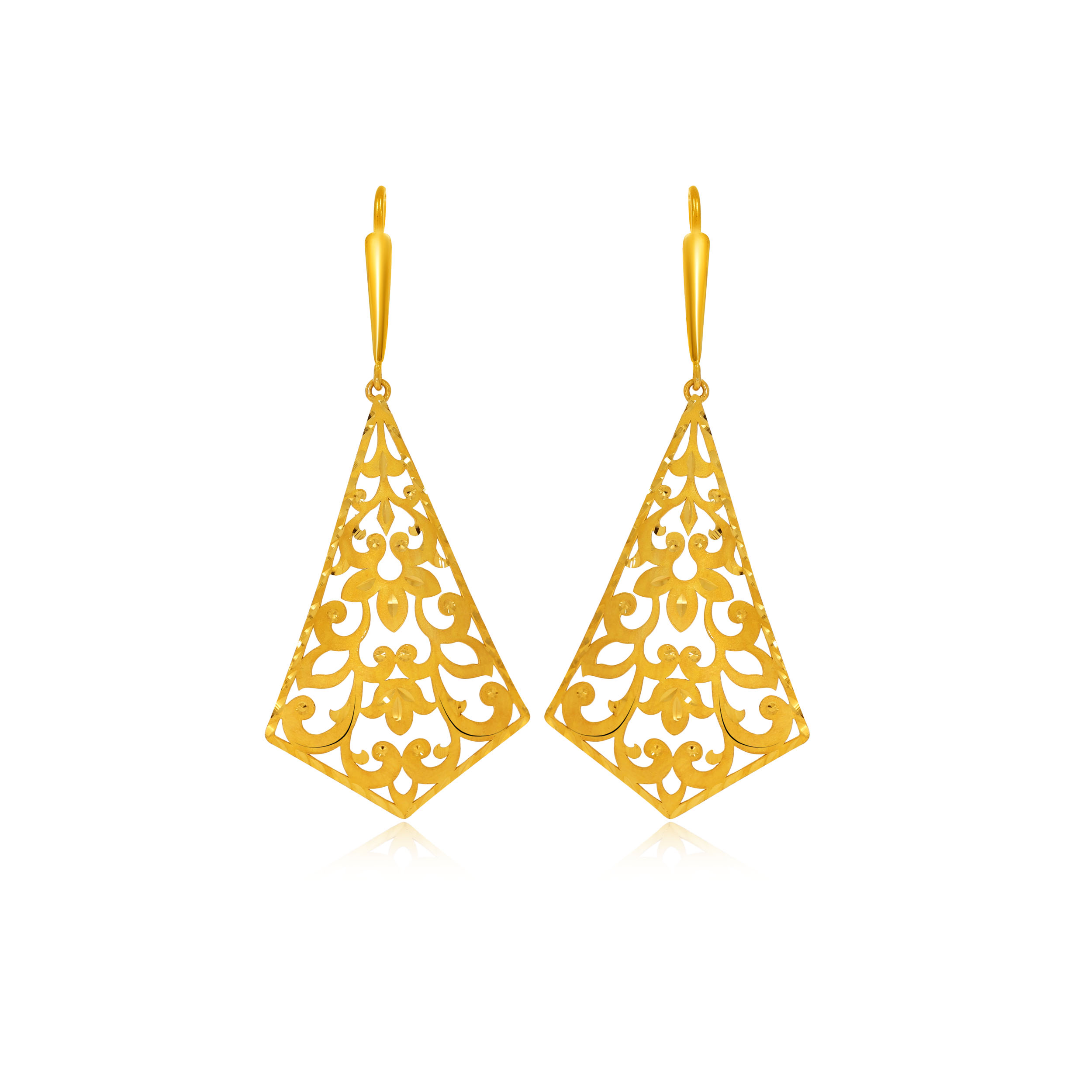 Pyramidal Allure Gold Hook Earrings - Senco Gold and Diamonds