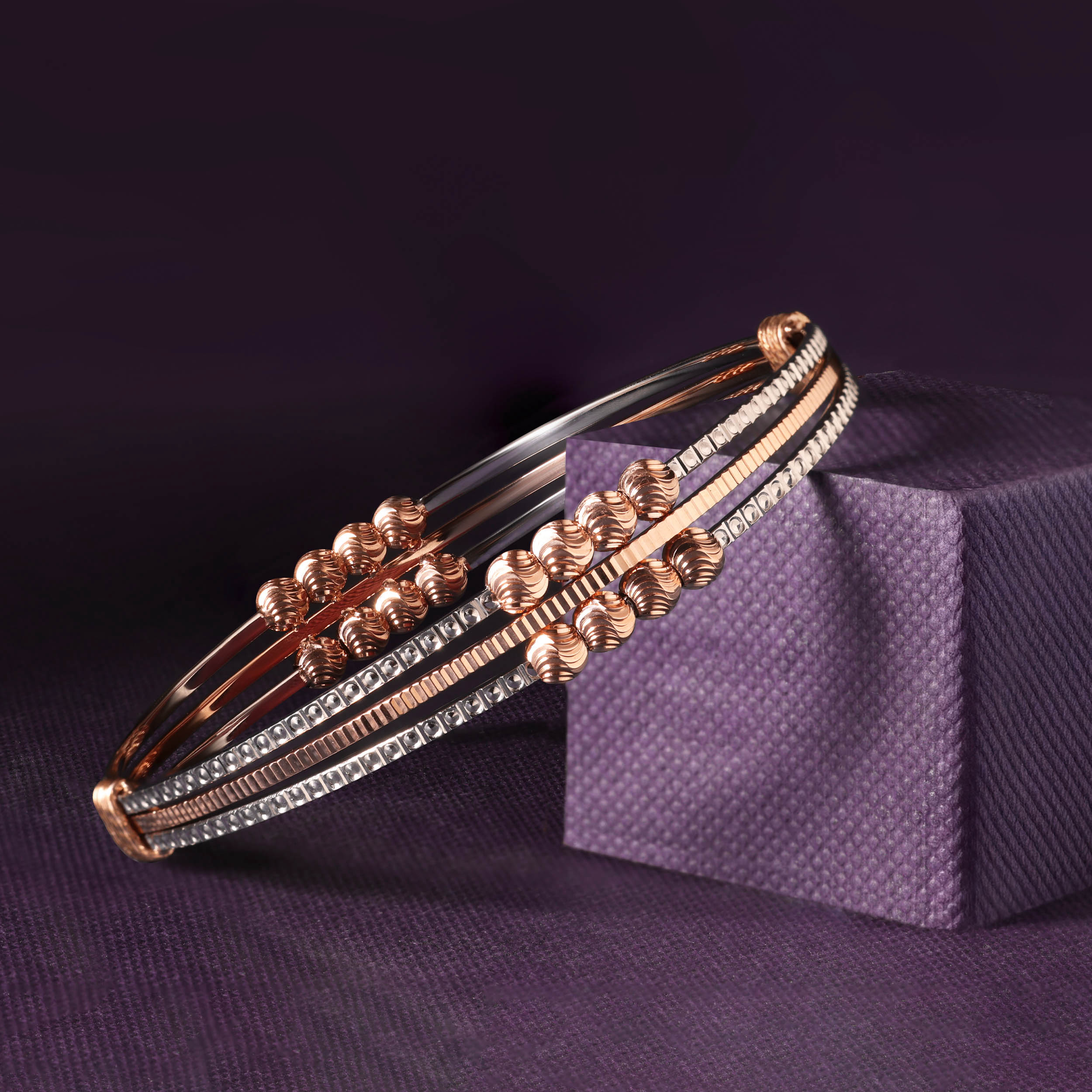 Textured Harmony Platinum Bangle - Senco Gold and Diamonds