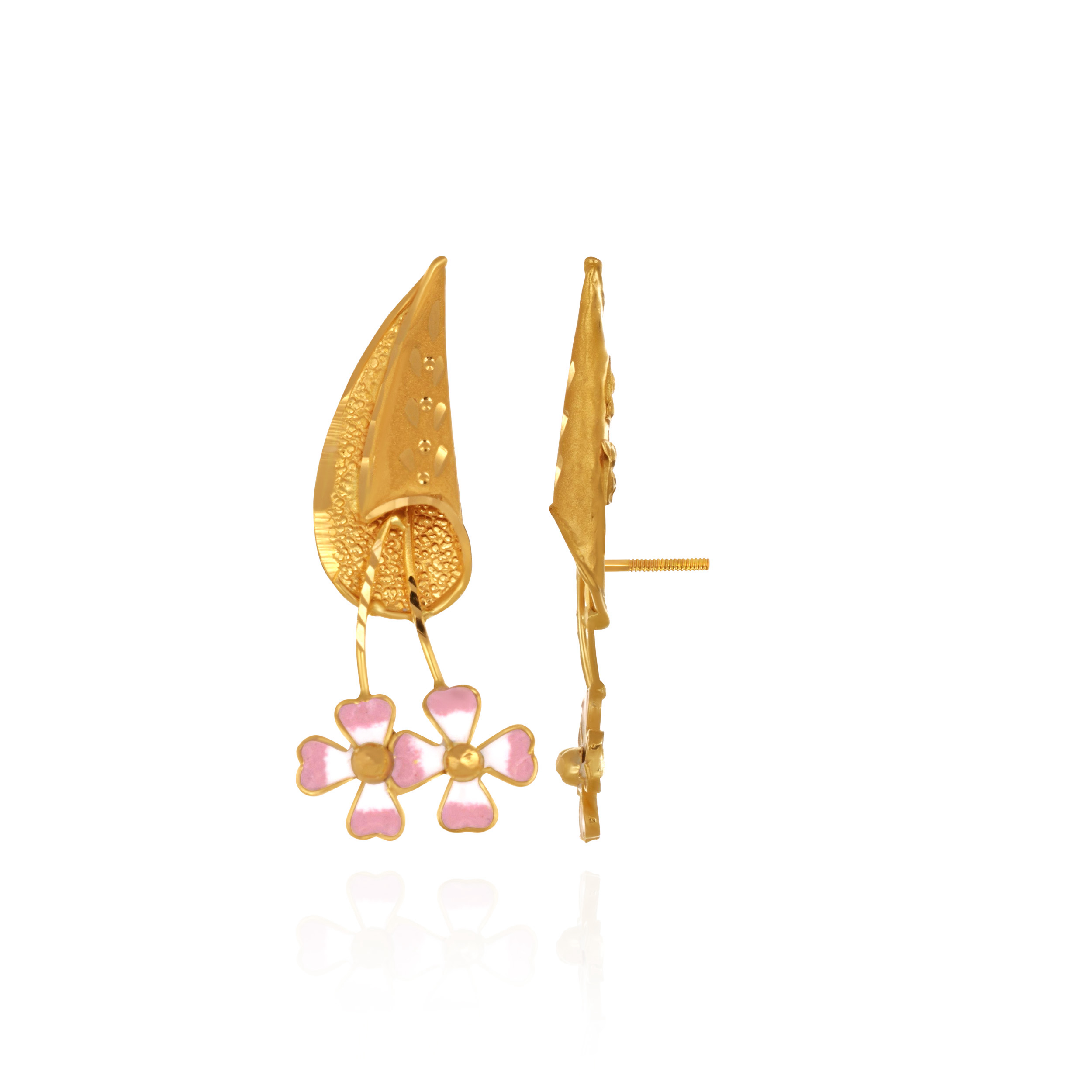 Serene Blossom Gold Studs - Senco Gold and Diamonds