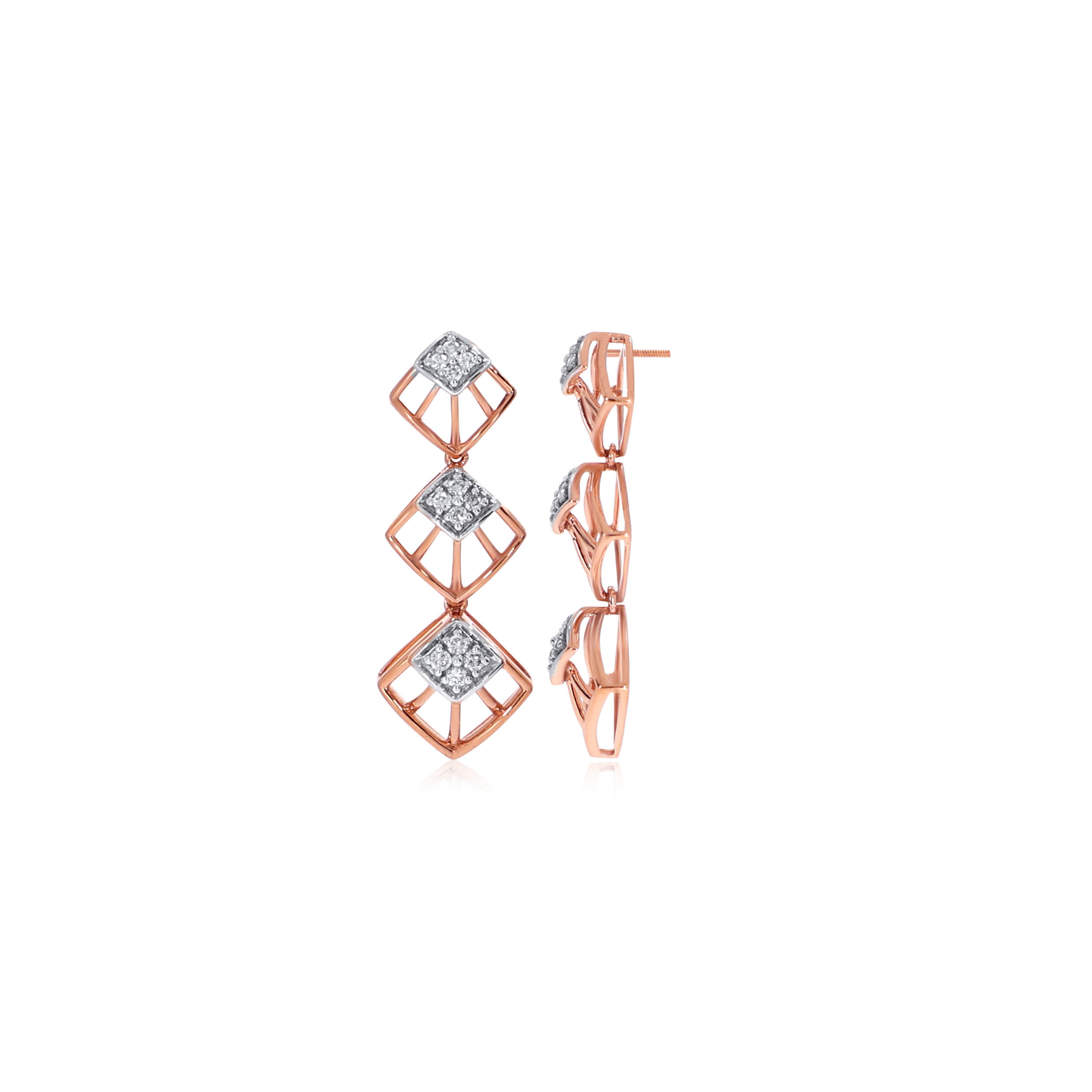 Cubic Trio Diamond Earrings - Senco Gold and Diamonds