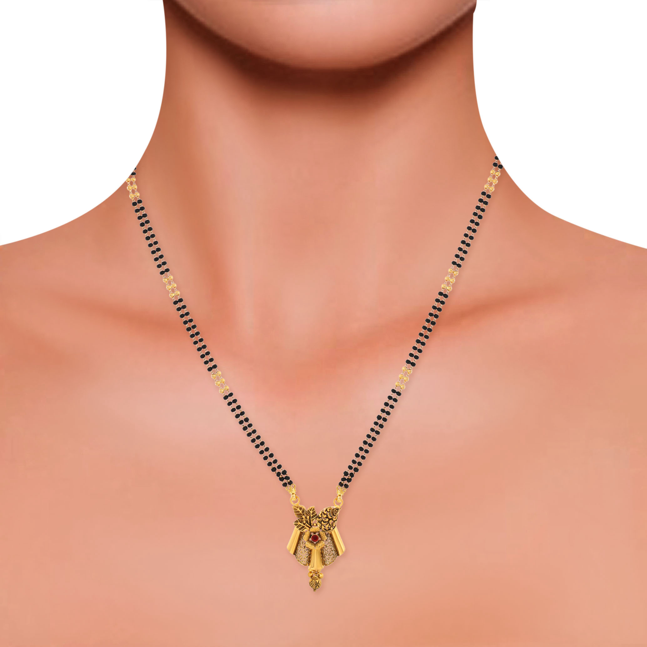 Leafy Bouquet Antique Gold Mangalsutra - Senco Gold and Diamonds