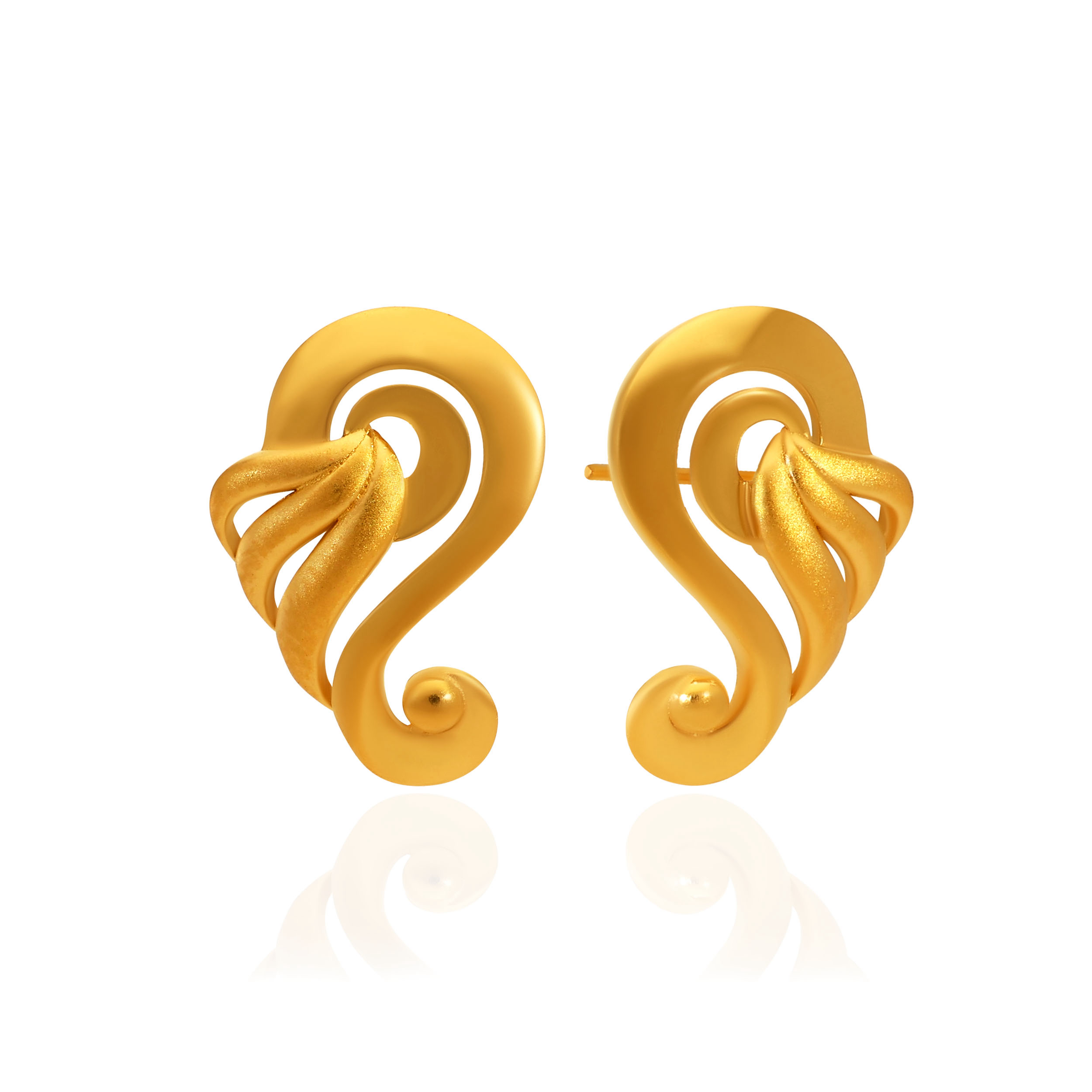 Ornate Swirl Gold Studs - Senco Gold and Diamonds