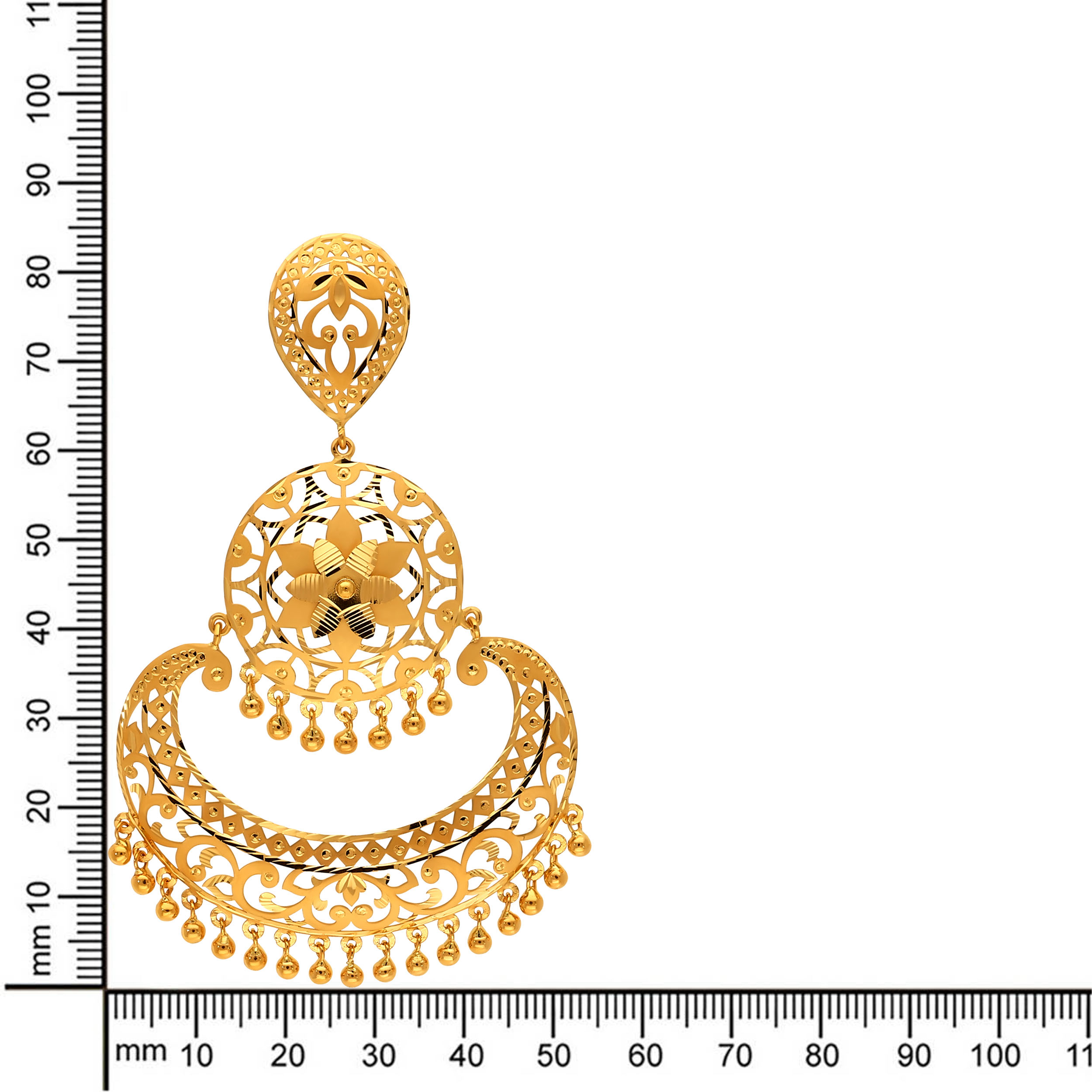 Gleaming Crescent Gold Chandbali Earrings - Senco Gold and Diamonds