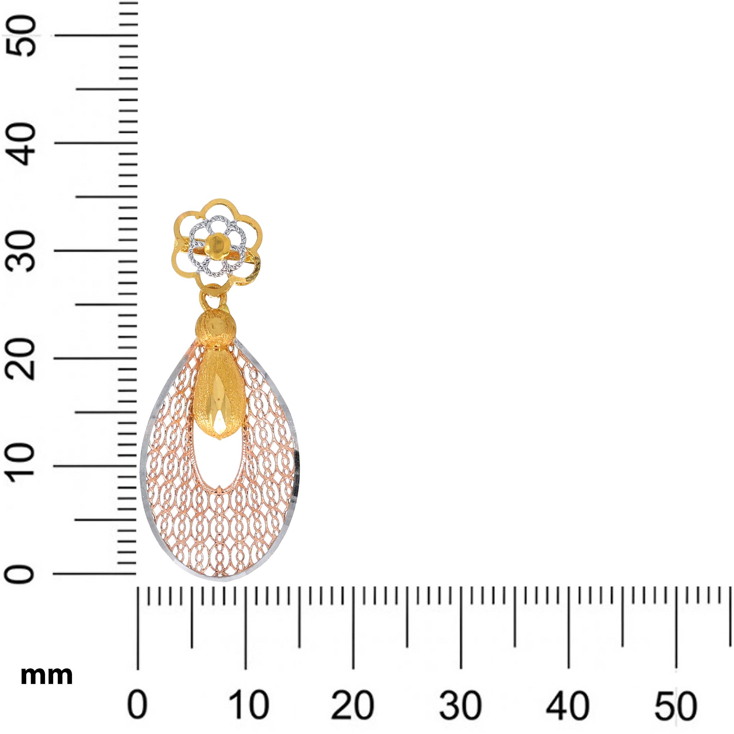 Geometric Gleam Three-Tone Gold Drop Earrings - Senco Gold and Diamonds