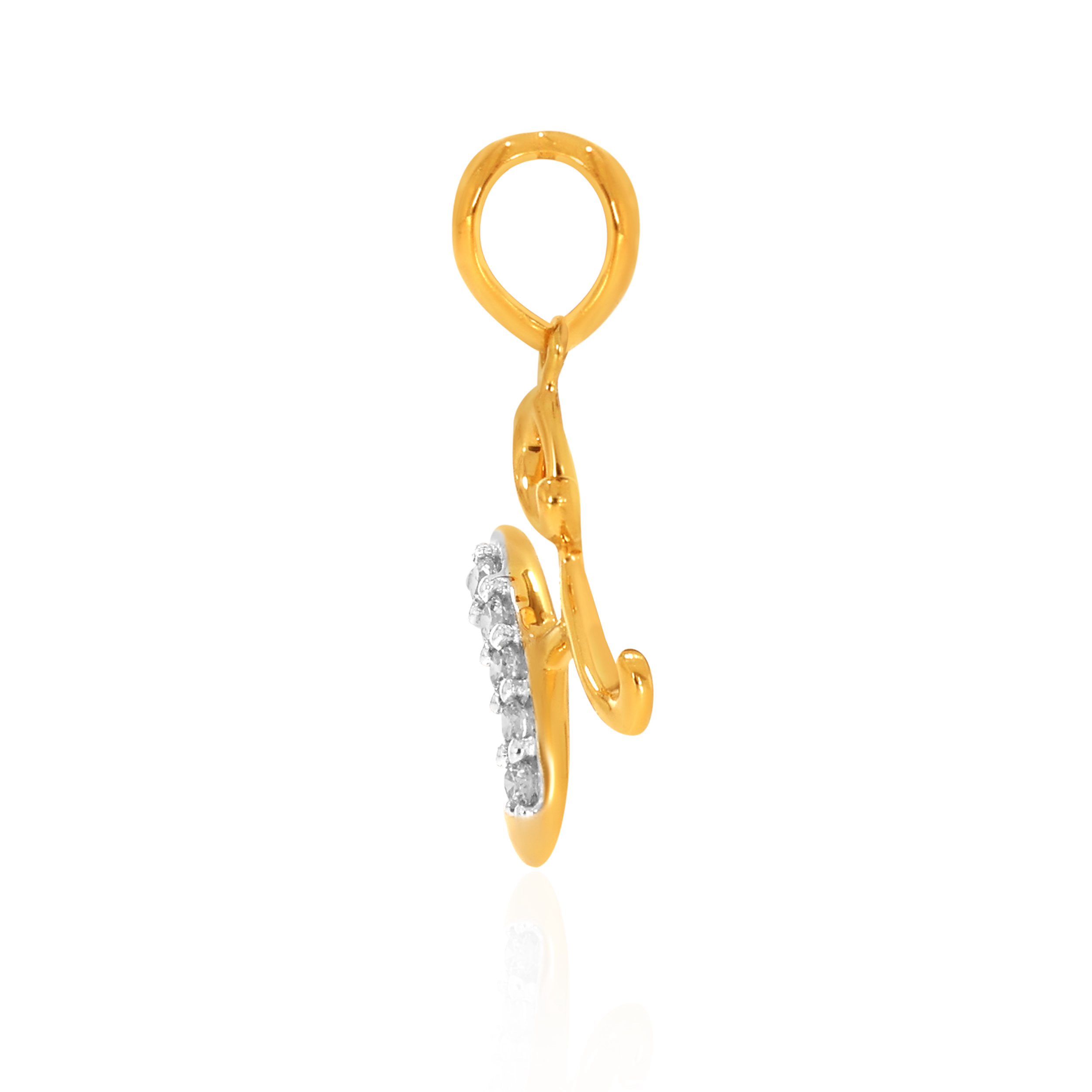 18K Yellow Gold H Alphabet Diamond Pendant-DPN-D000748633 - Senco Gold and Diamonds