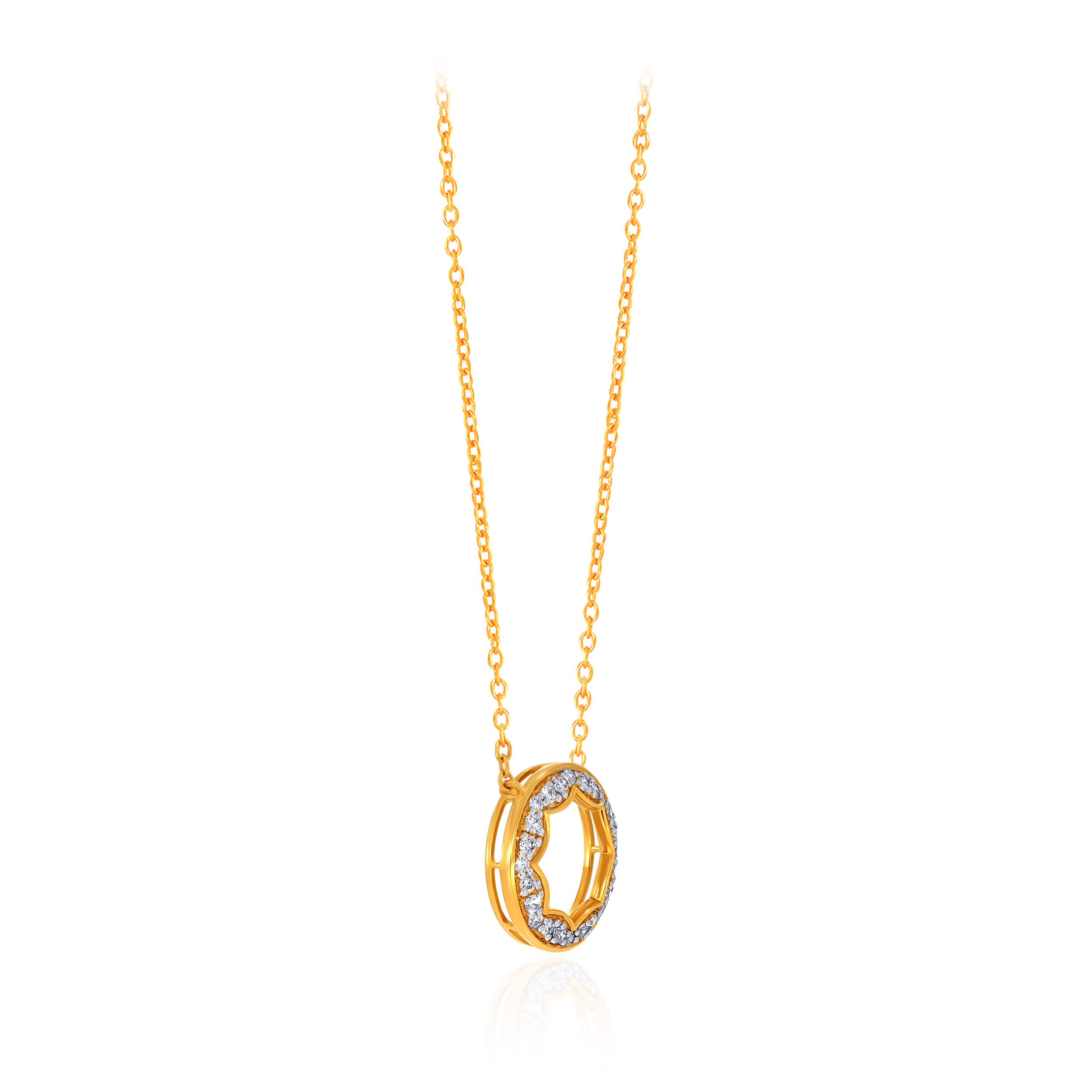Sunlit Open Circle Diamond Chain Pendant - Senco Gold and Diamonds