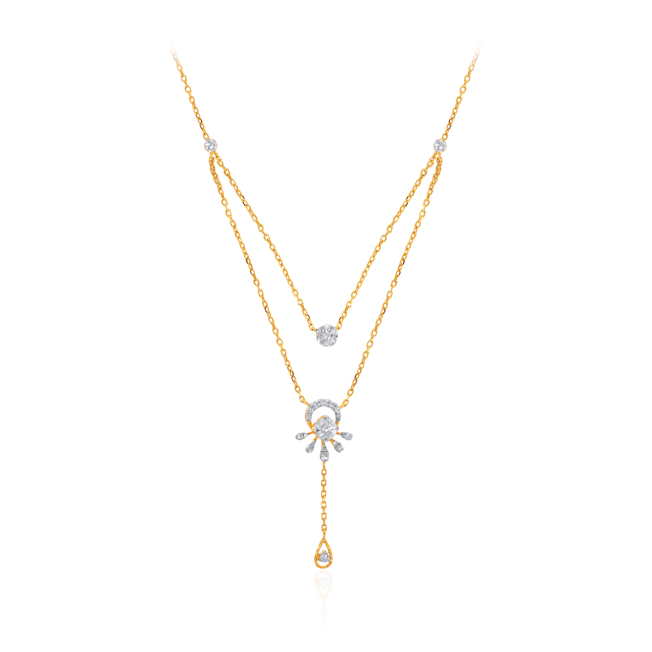 Luminous Aura Solitaire Chain Pendant - Senco Gold and Diamonds
