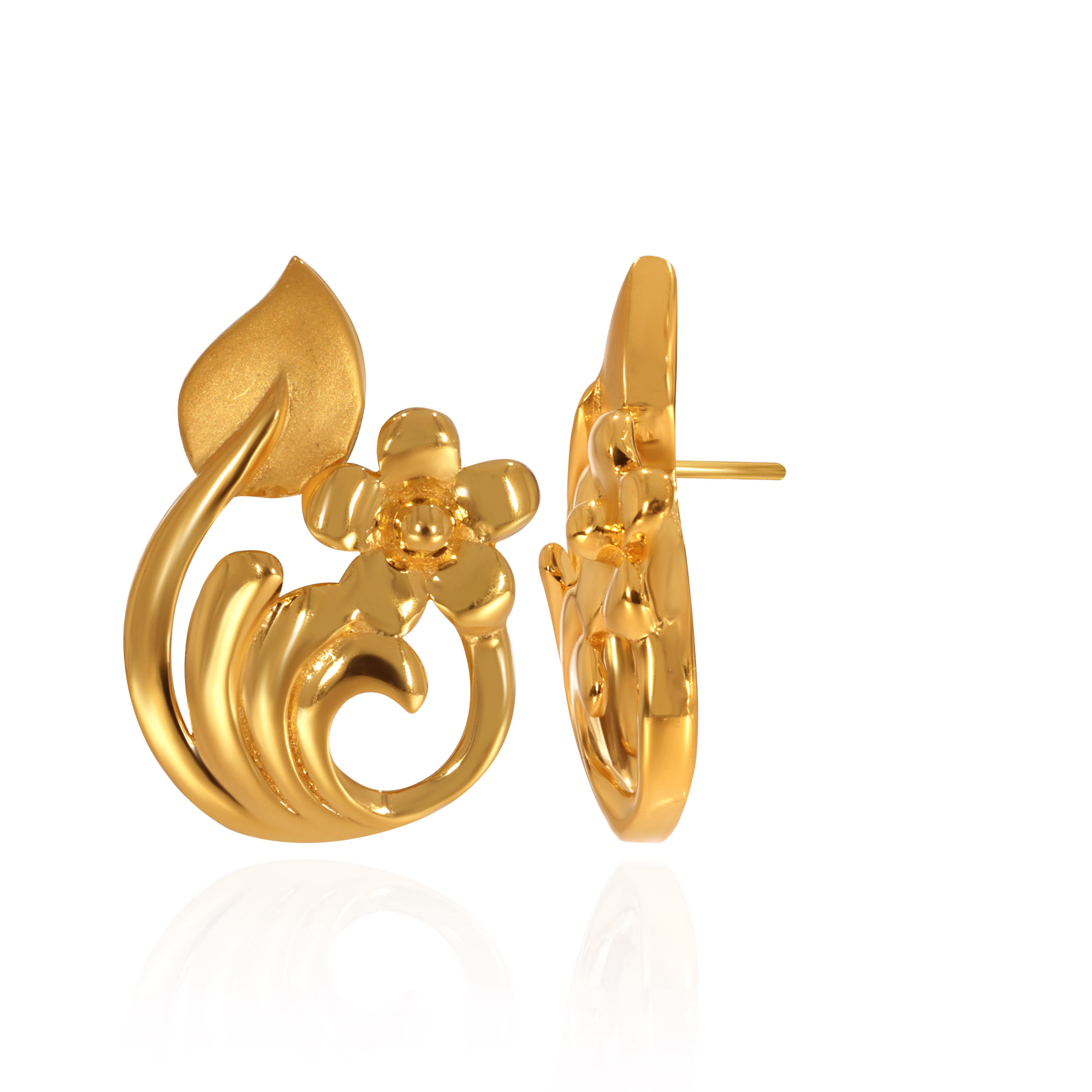 Blossom Swirl Gold Studs - Senco Gold and Diamonds