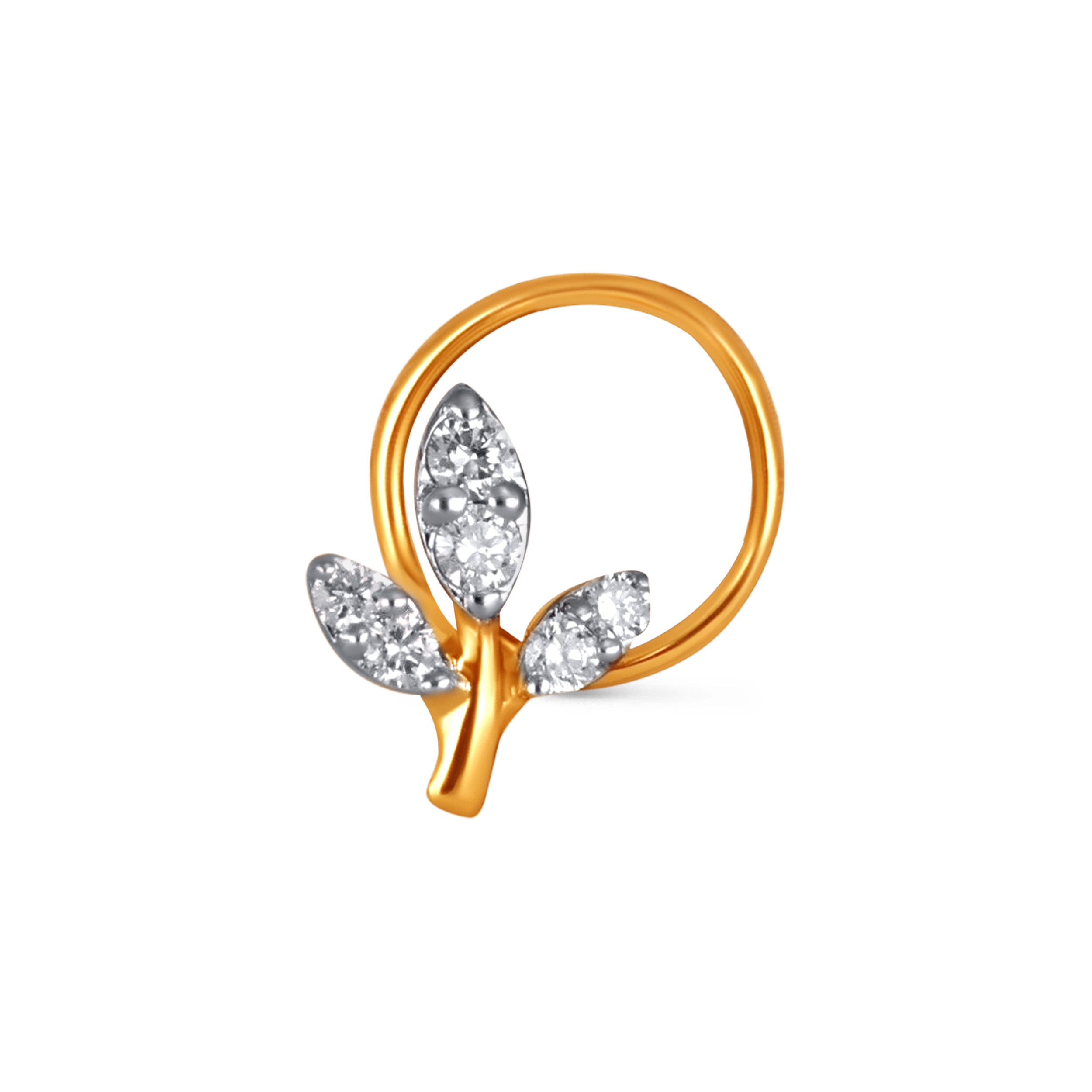 Vermeil Petal Diamond Nose Pin - Senco Gold and Diamonds