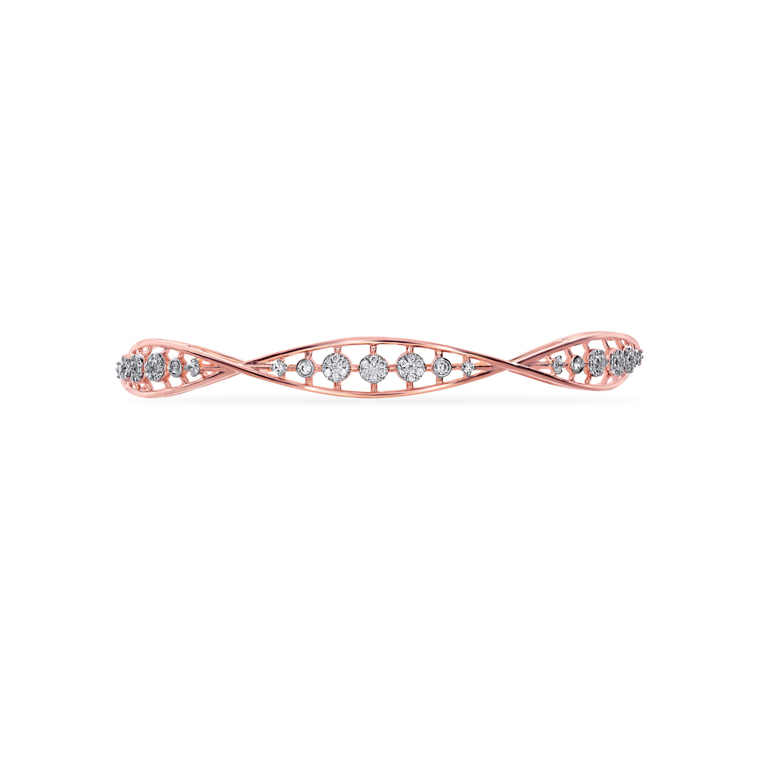Spiral Sheen Diamond Bangle - Senco Gold and Diamonds