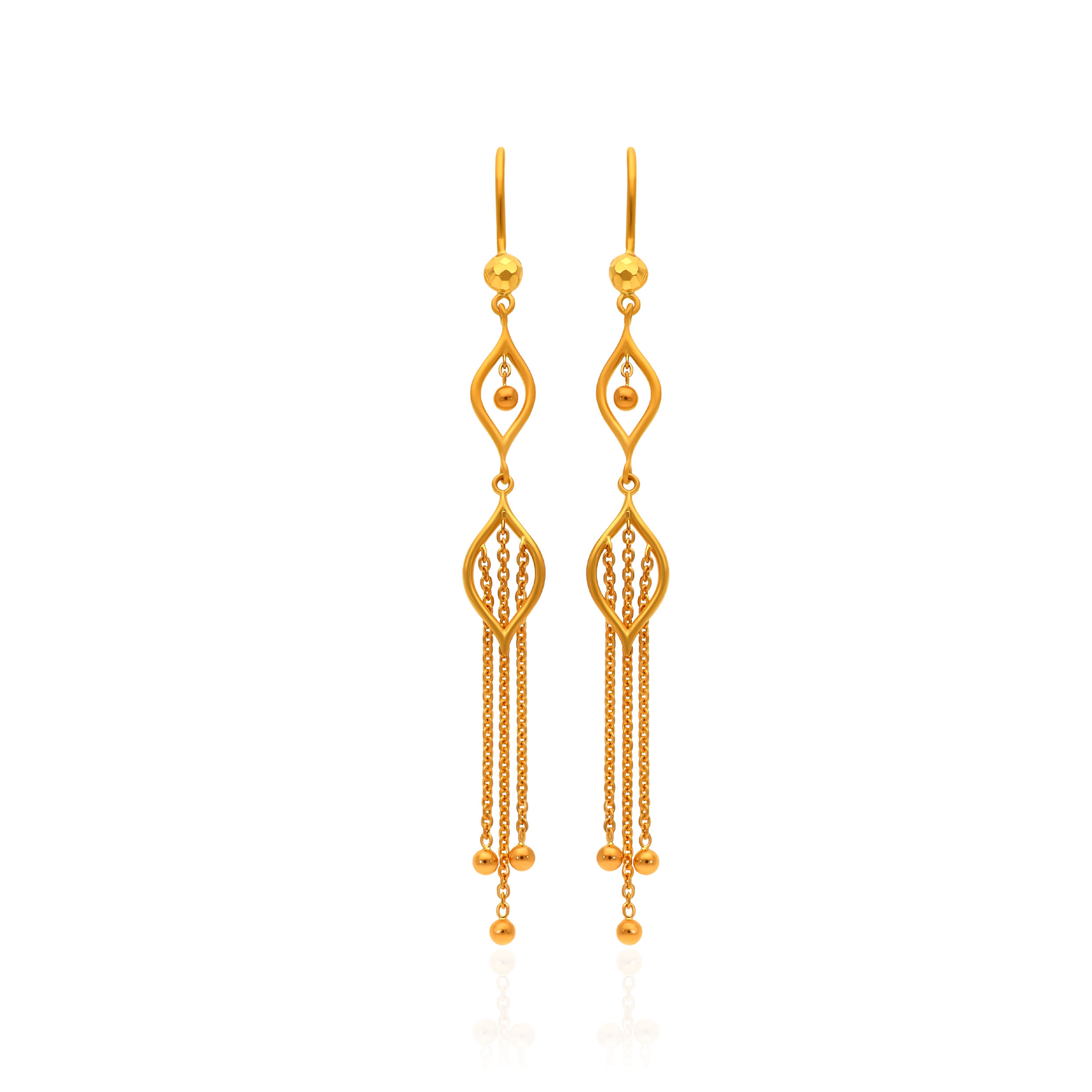 Elegant Tassel Swirl Gold Dangler Earrings - Senco Gold and Diamonds