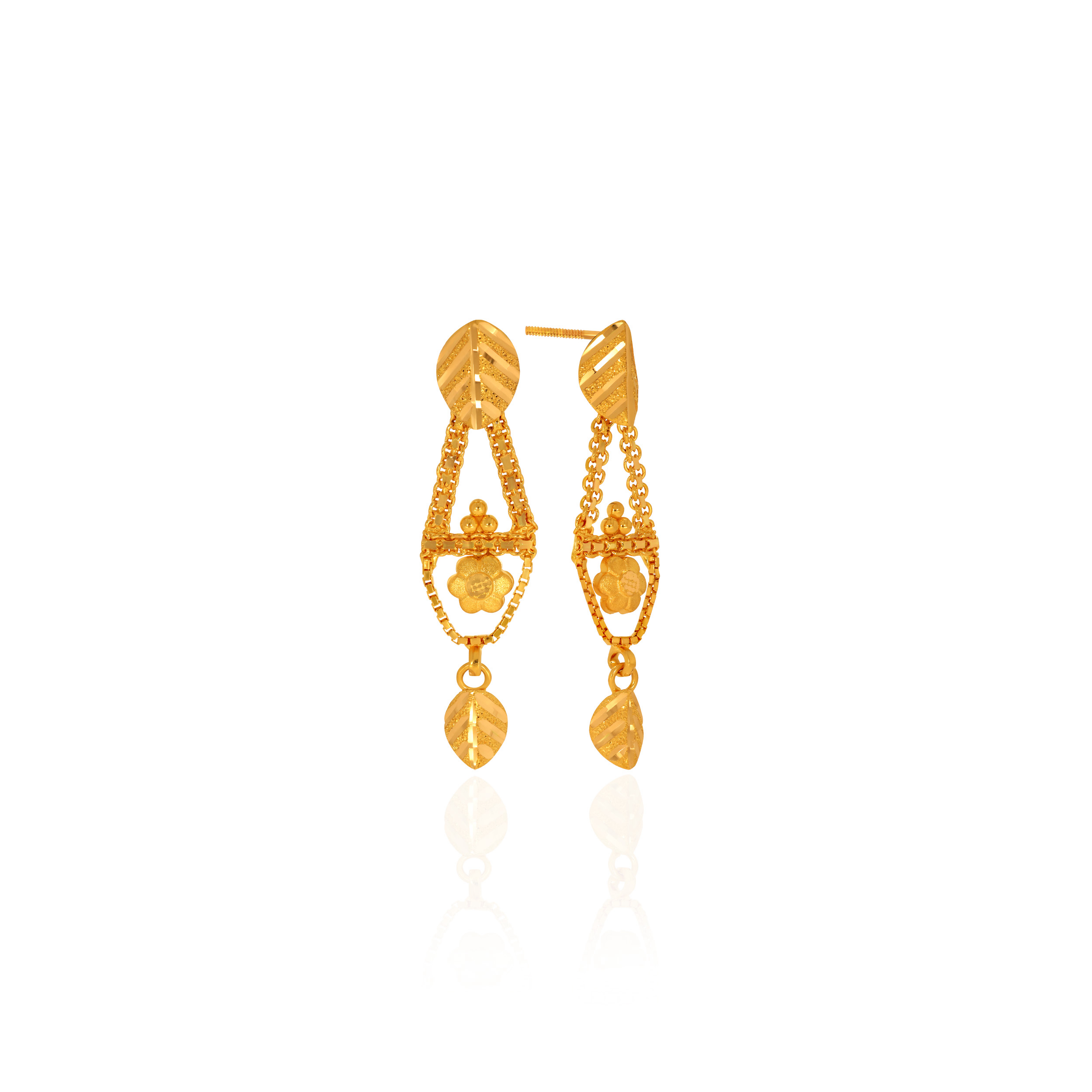 Luminous Leaf Gold Earrings - Senco Gold and Diamonds