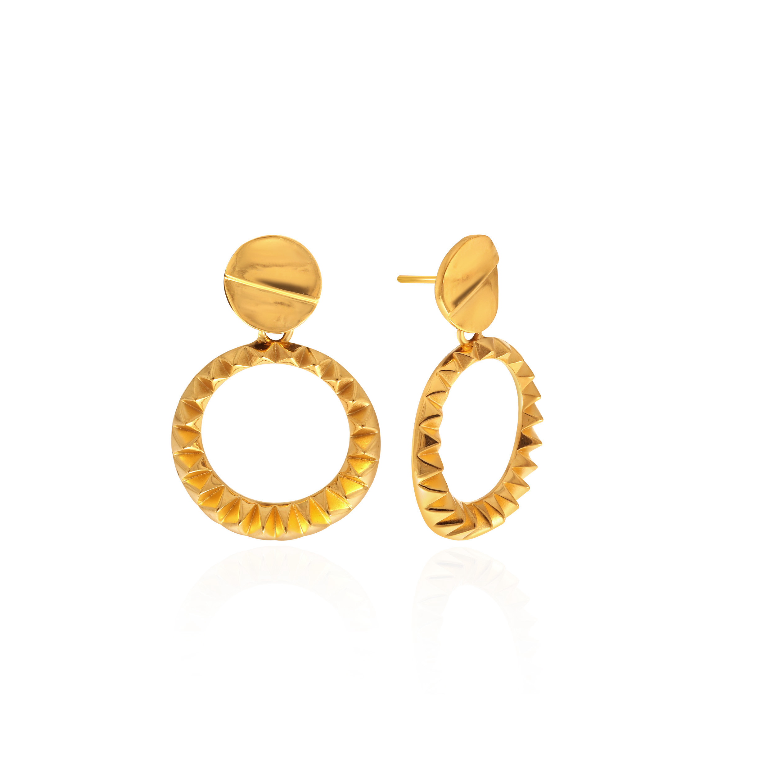 Gilded Halo Gold Drop Earrings - Senco Gold and Diamonds