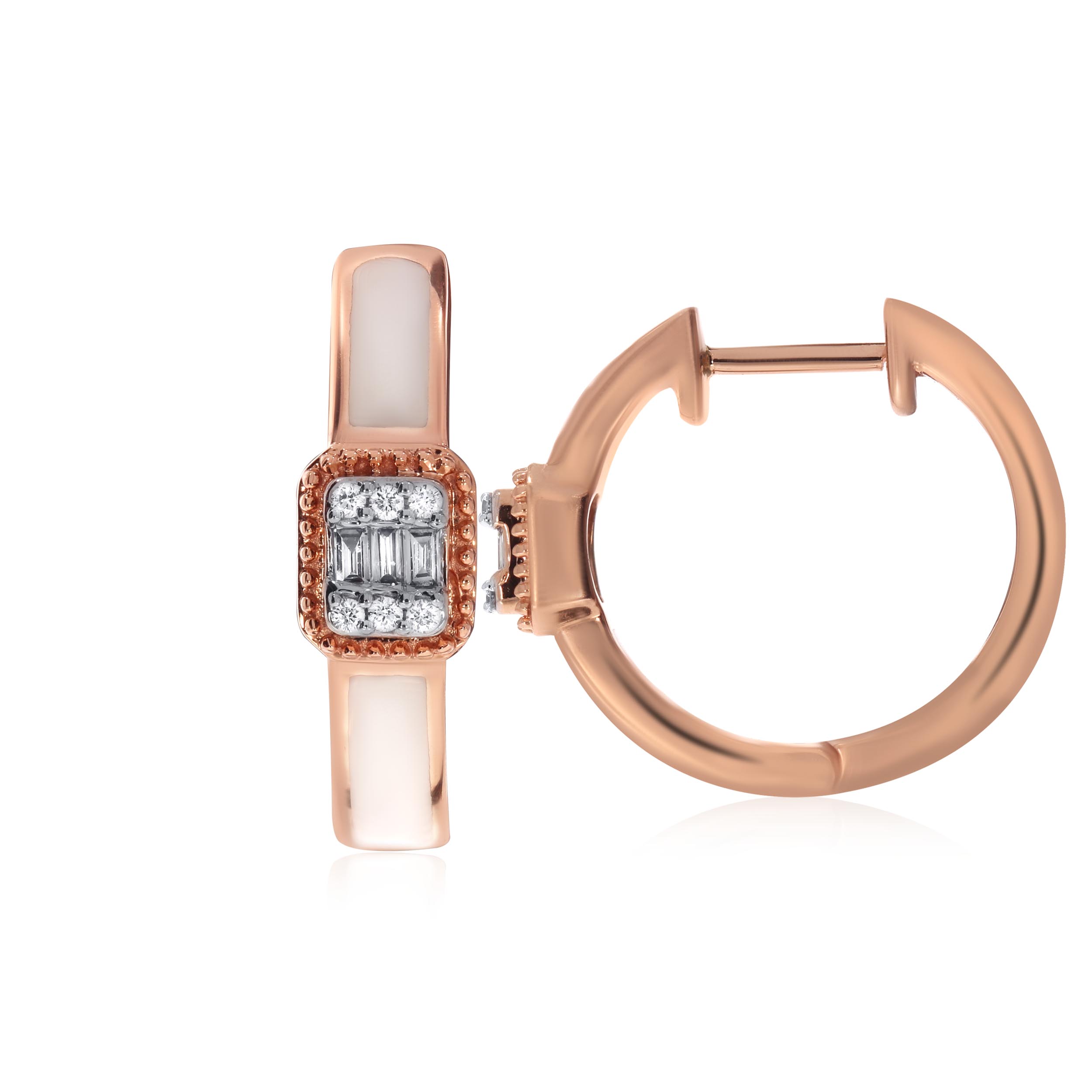 Whitish Aesthetic Diamond Hoop Earrings - Senco Gold and Diamonds