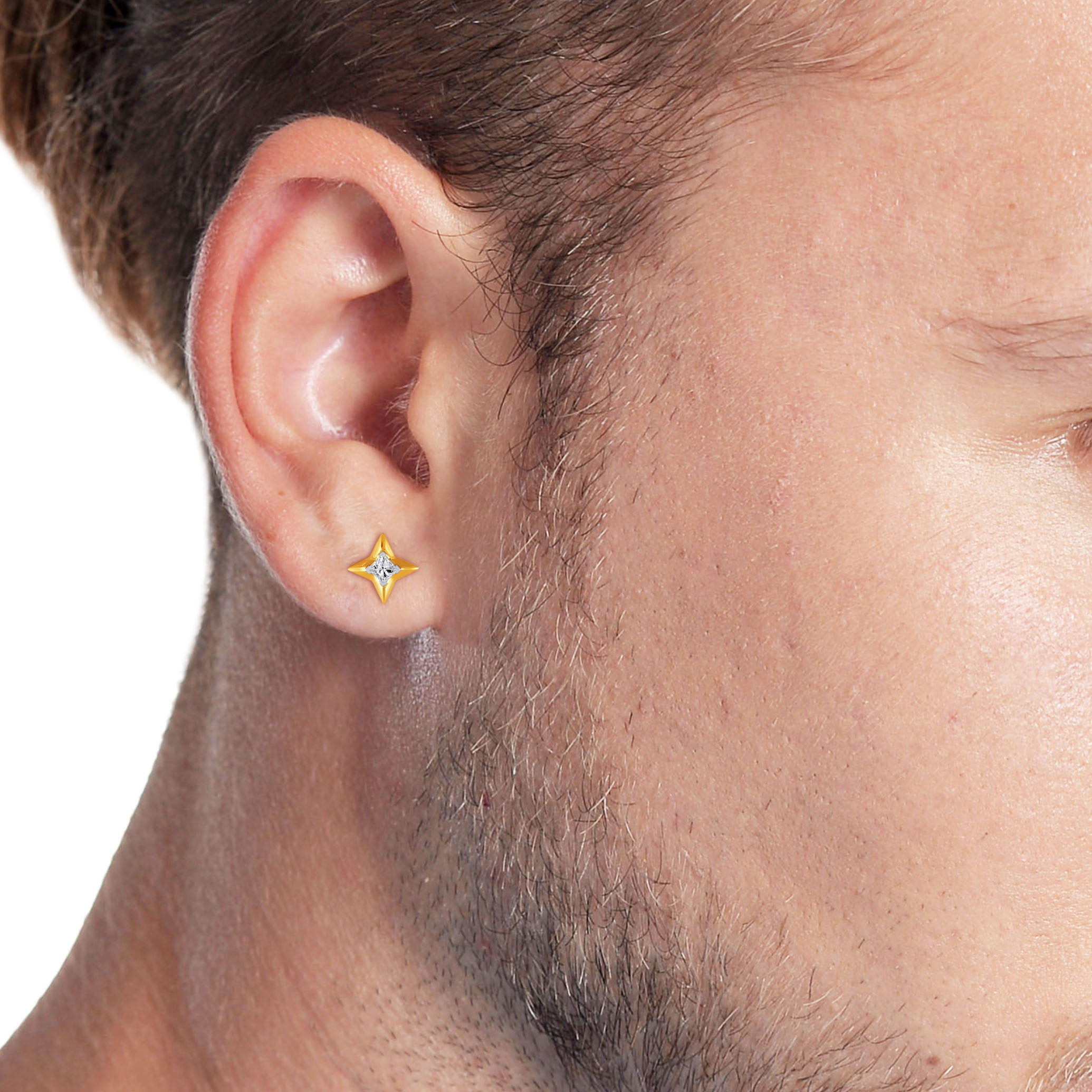 Sparkle Of Solitaire Men's Earrings - Senco Gold and Diamonds