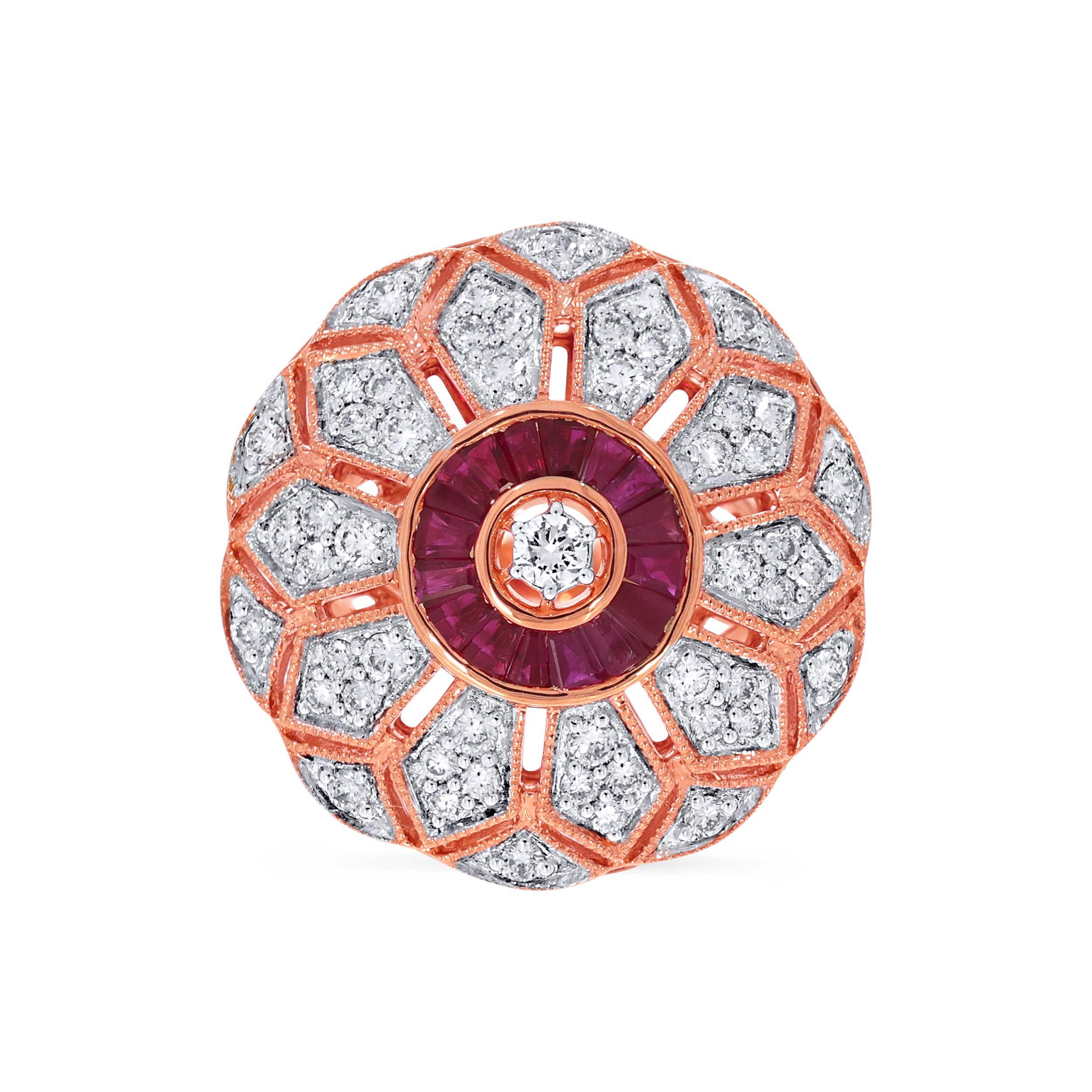 18K Rose Gold Diamond Ring-DLR-D000549662 - Senco Gold and Diamonds