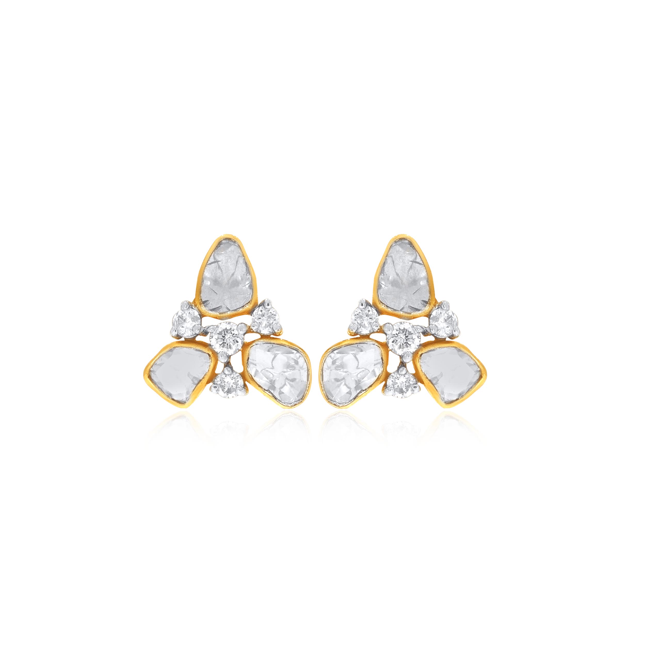 Trio Brilliance Polki Diamond Studs - Senco Gold and Diamonds