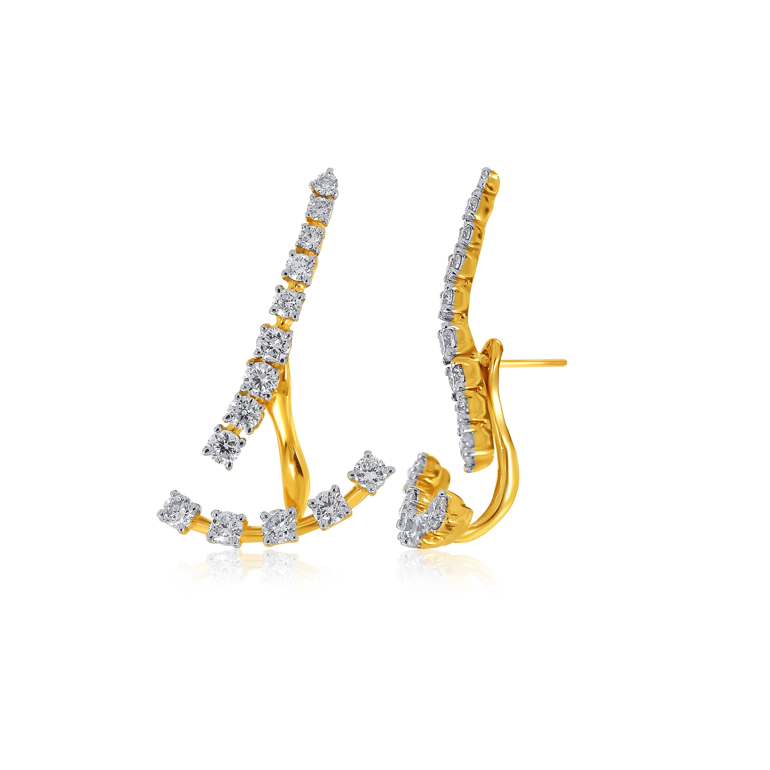 Fashionable Sail Diamond Studs - Senco Gold and Diamonds