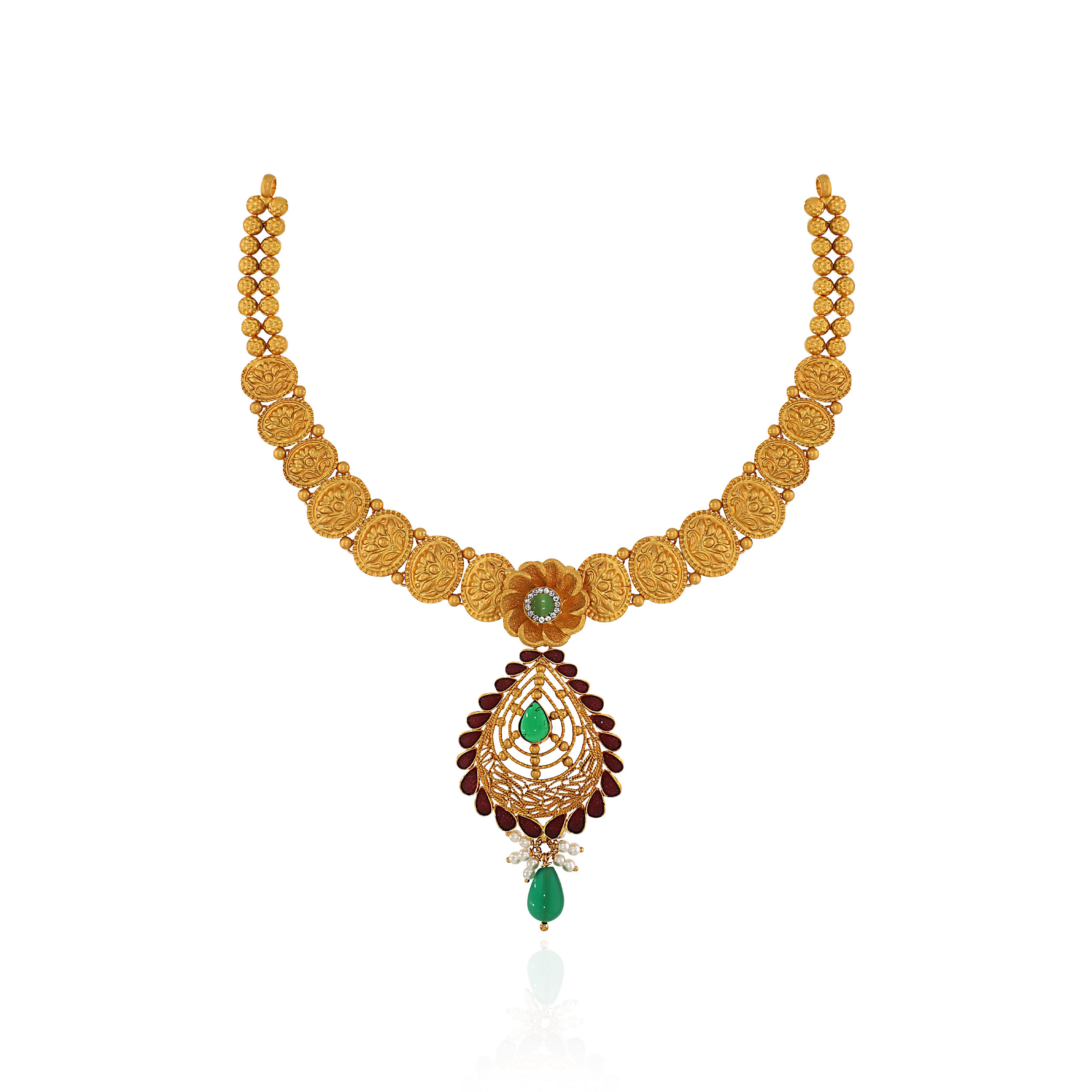 Heritage Glow Kundan Gold Necklace - Senco Gold and Diamonds