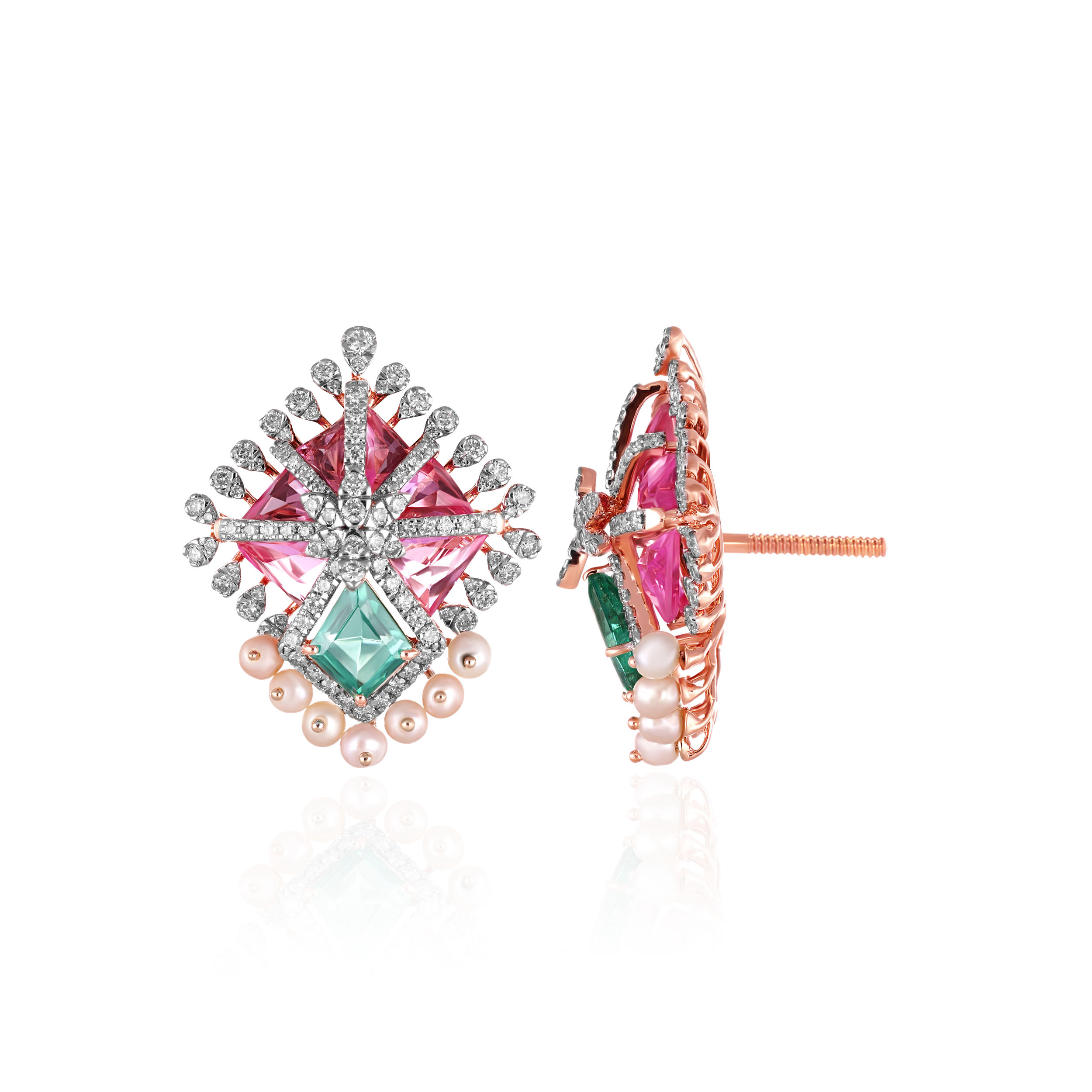Fairy Tale Floral Diamond Studs - Senco Gold and Diamonds