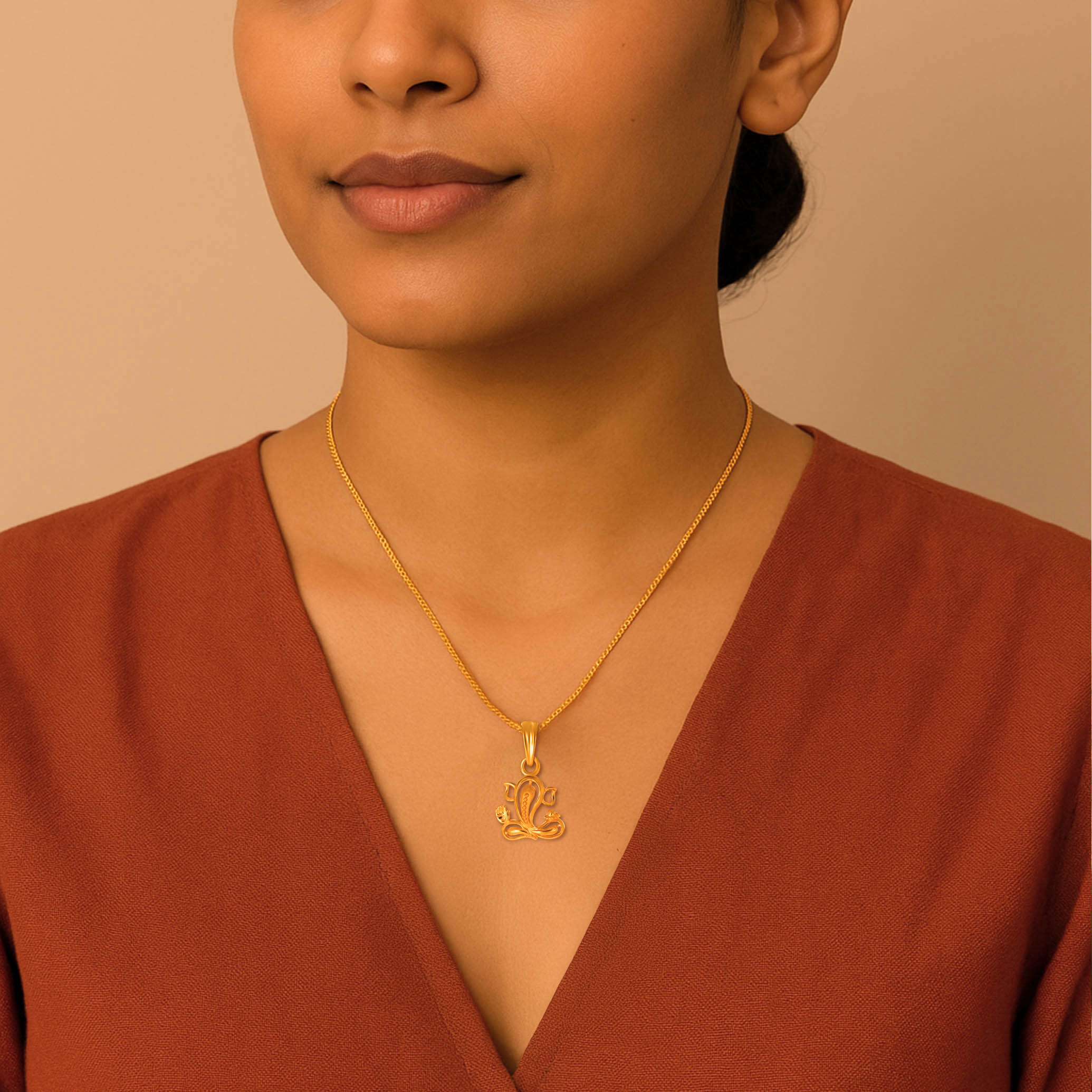 Contemporary Vighnaharta Gold Pendant - Senco Gold and Diamonds