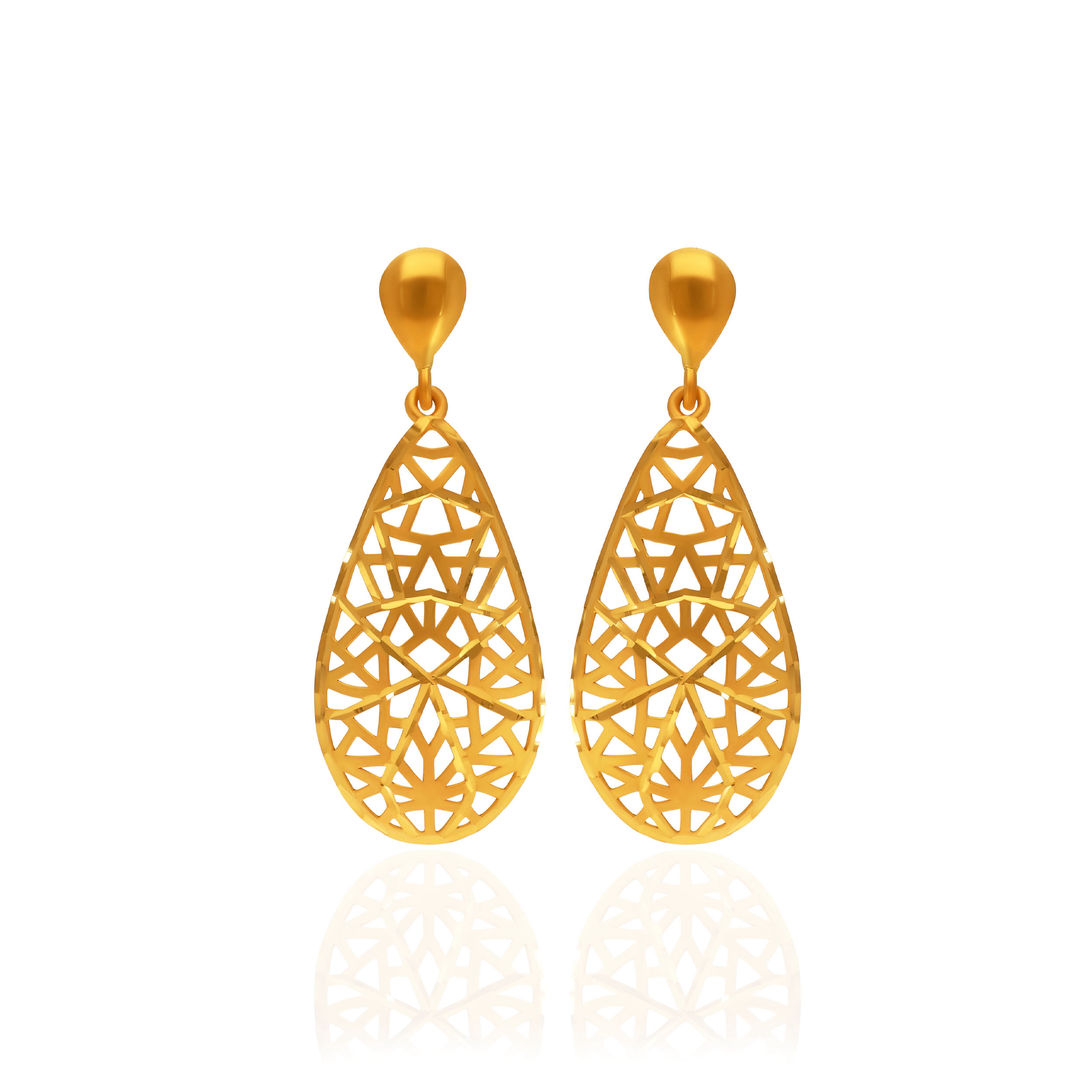 Lustre Cutwork Gold Earrings - Senco Gold and Diamonds