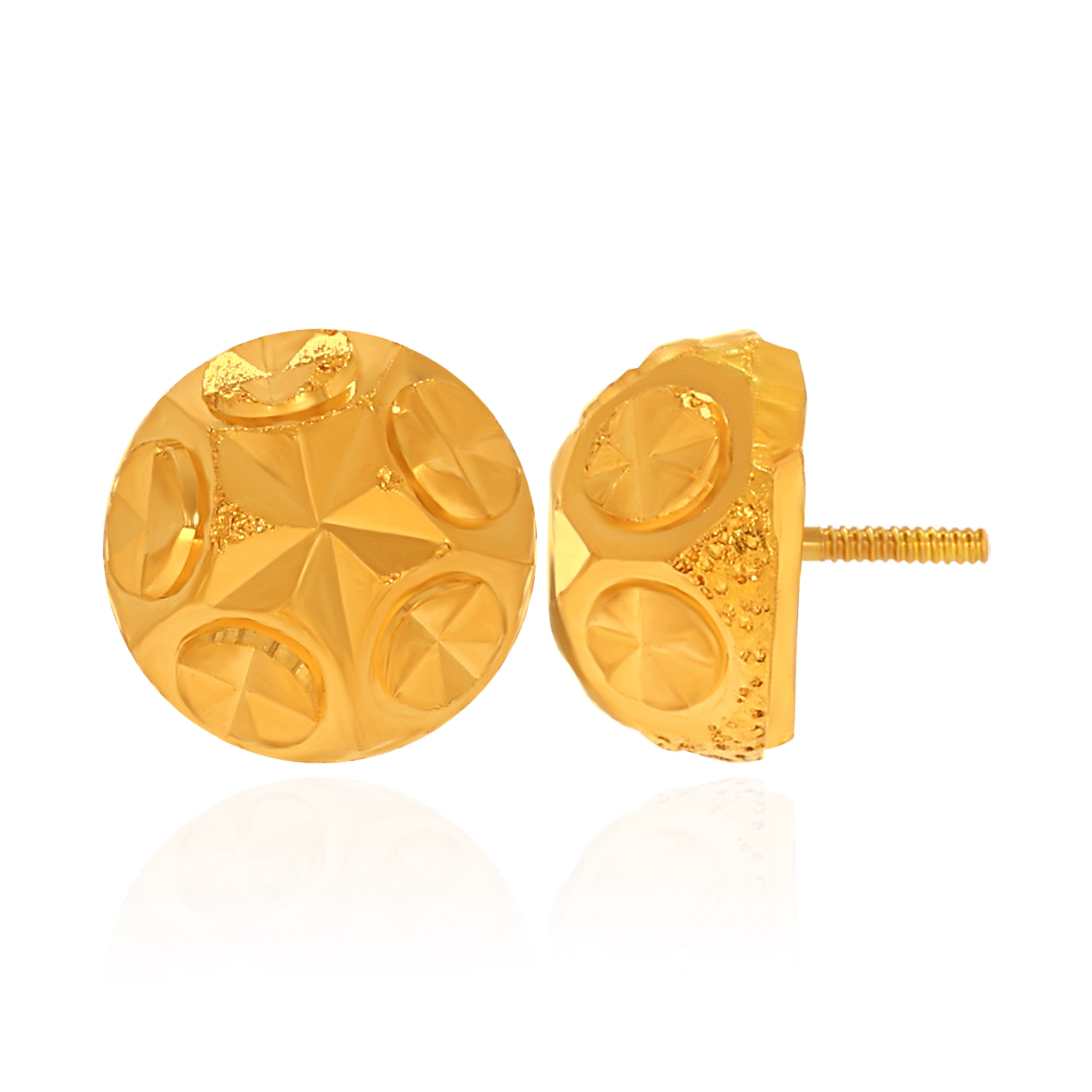 Glimmering Disc Gold Studs - Senco Gold and Diamonds