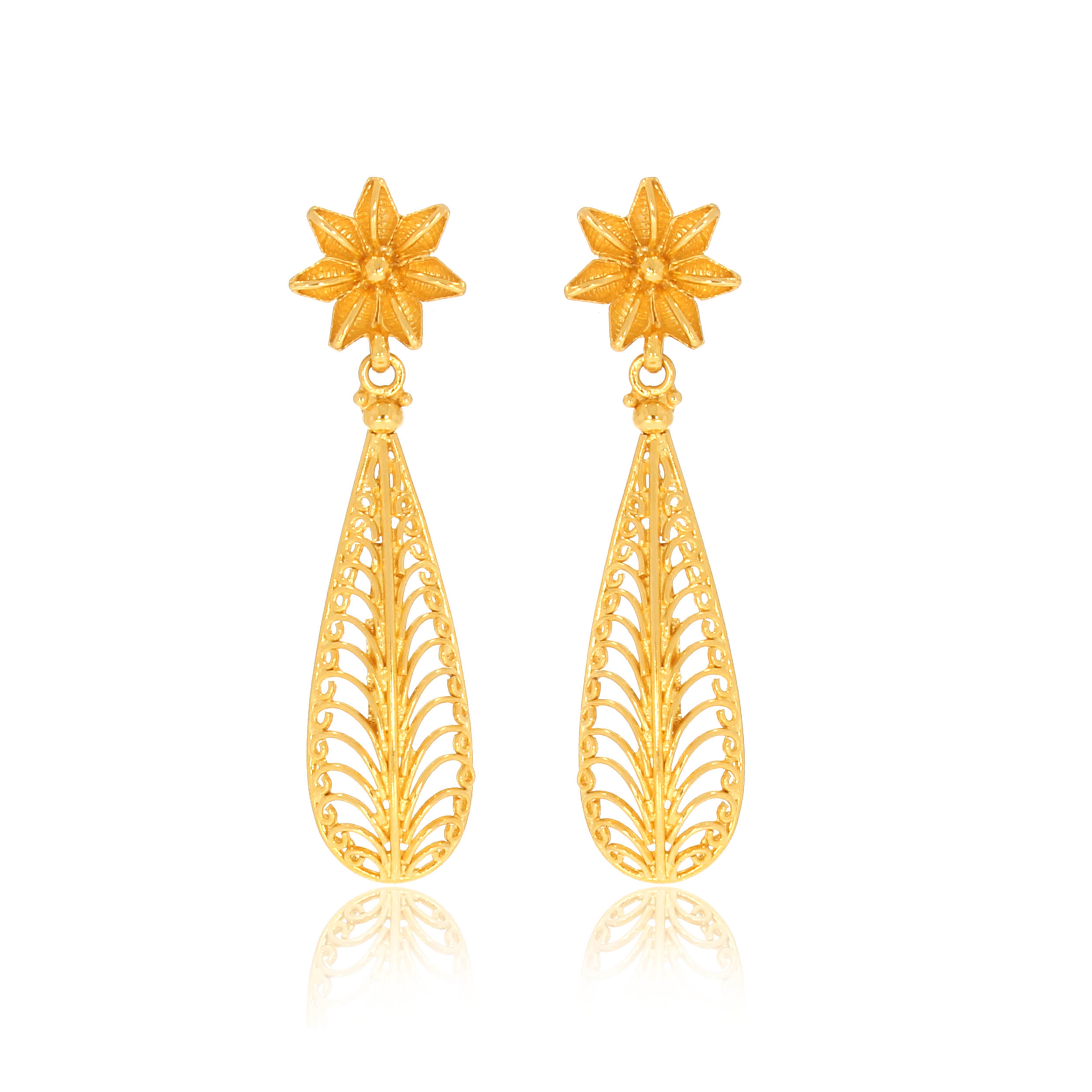 Droplet Bling Gold Drop Earrings - Senco Gold and Diamonds