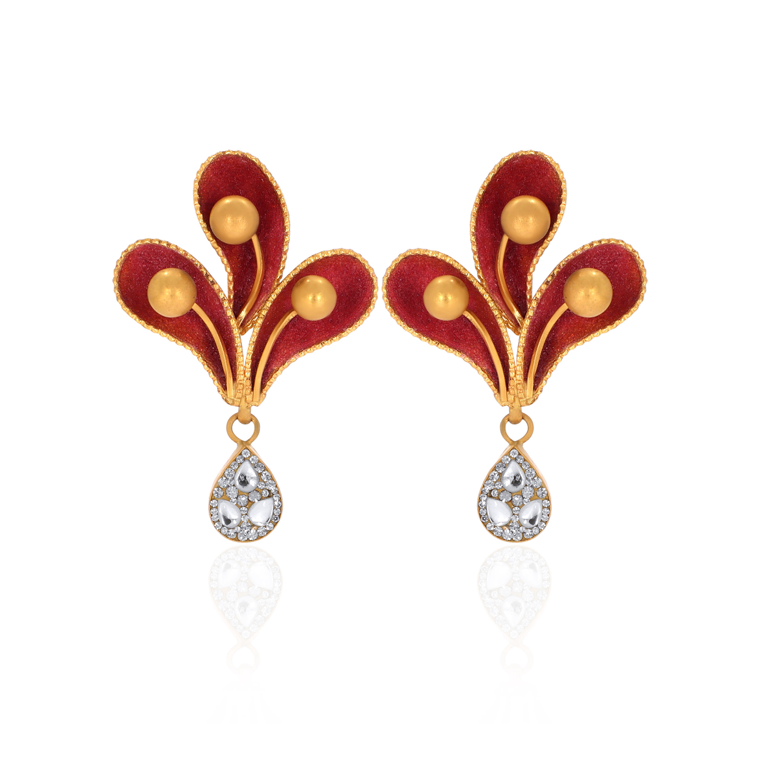 22K Yellow Gold Kundan Studs Earrings-GPNGP-D000765137 - Senco Gold and Diamonds