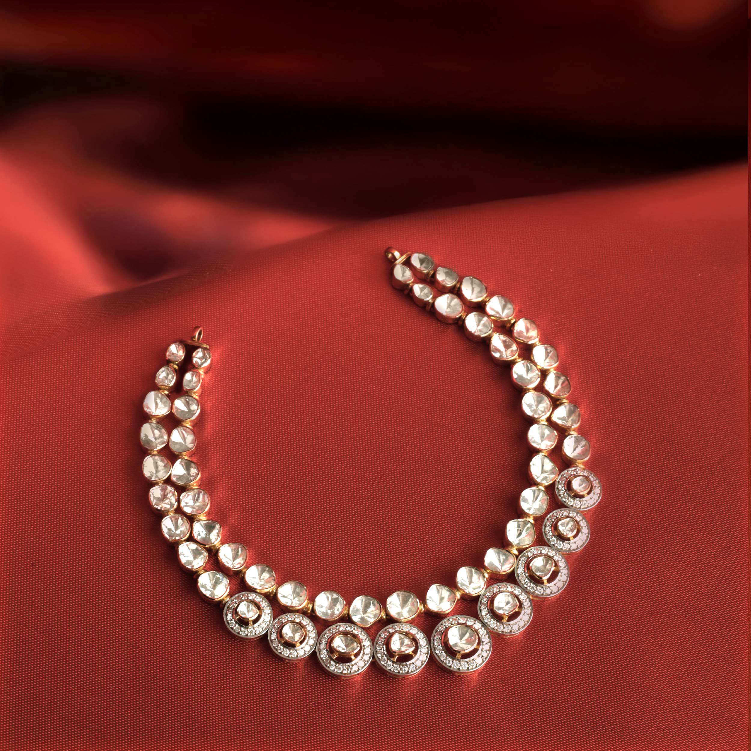 Elysia Radiance Layered Polki Diamond Necklace - Senco Gold and Diamonds
