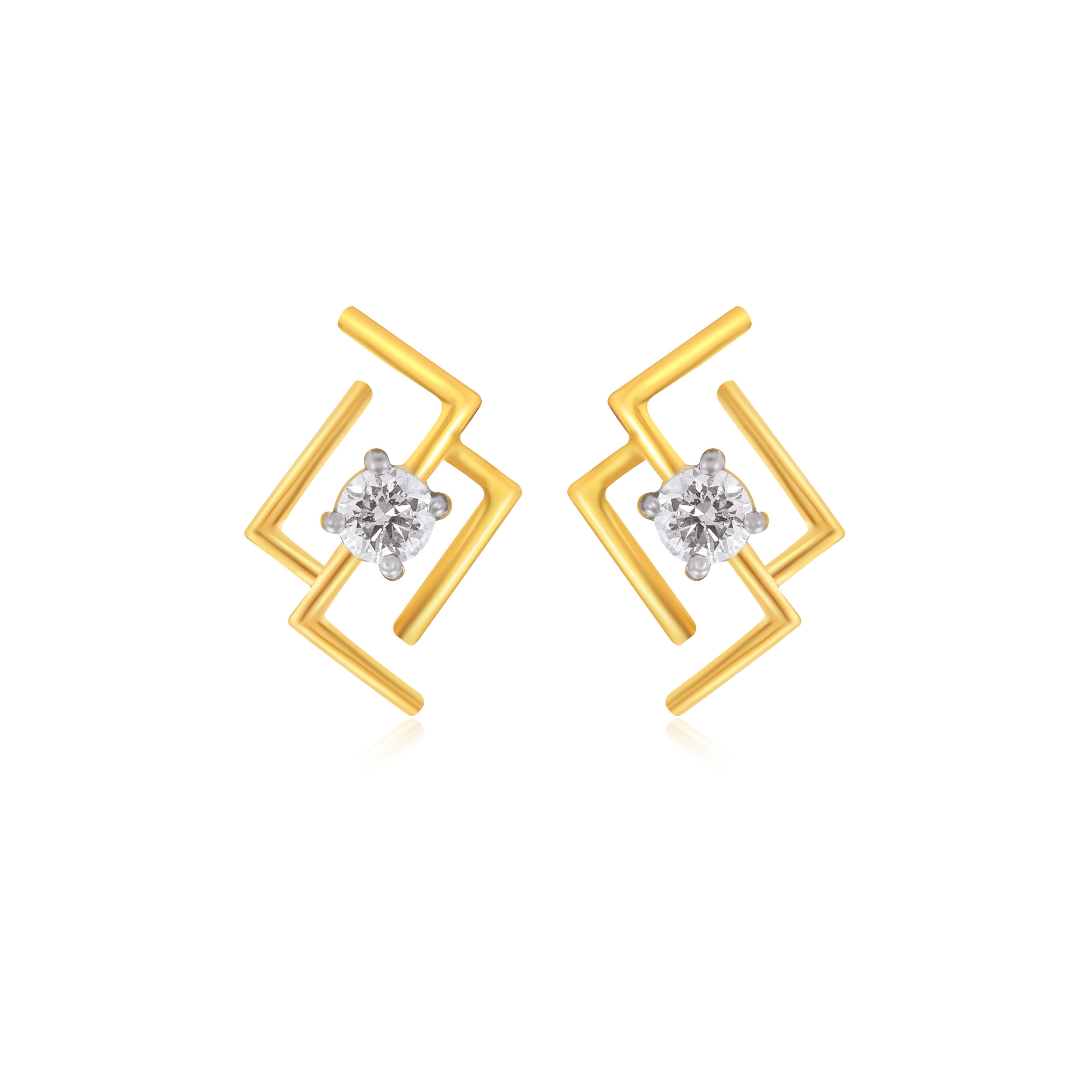 Geometric Glam Solitaire Studs - Senco Gold and Diamonds