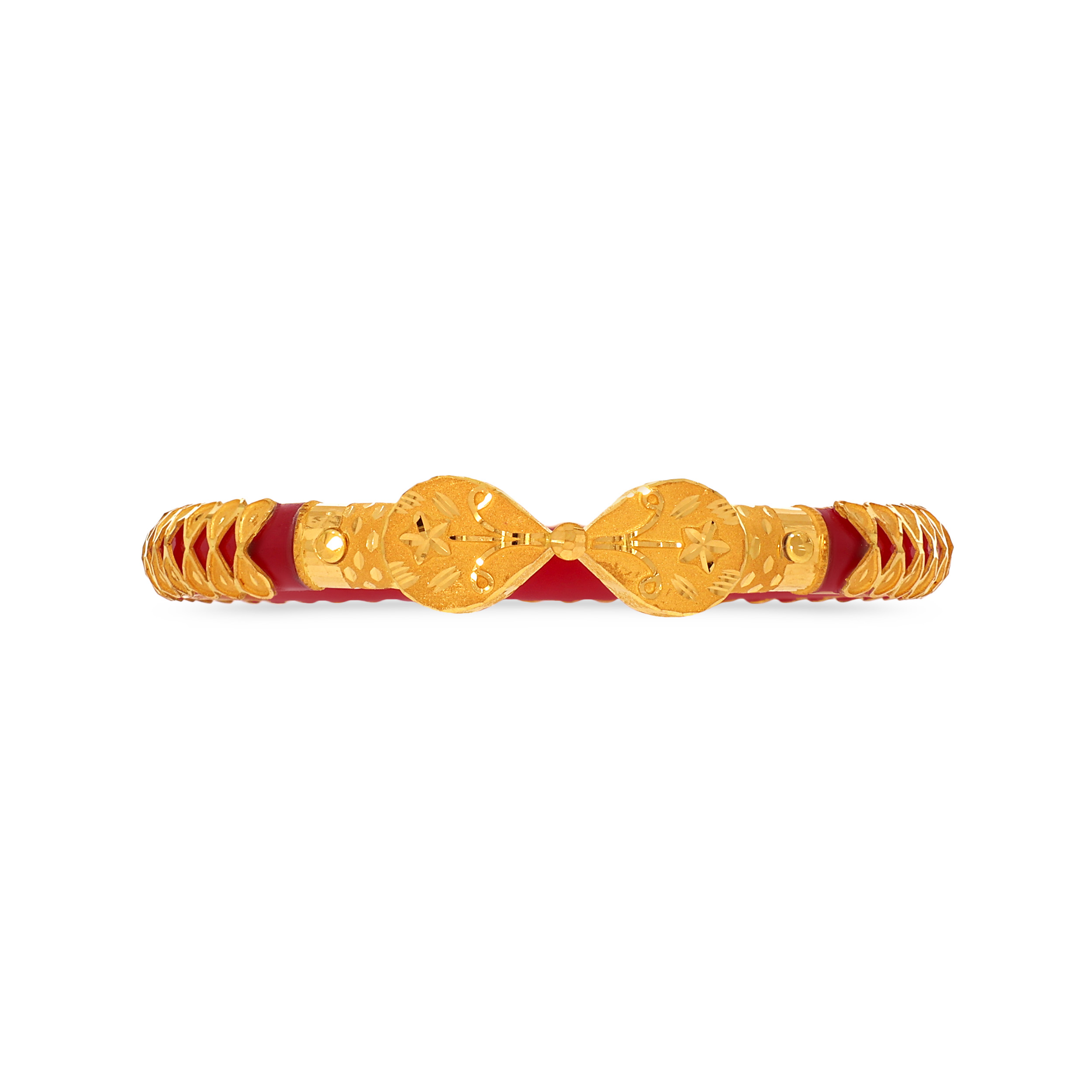 Elegant Crimson Classic Gold Pola Bangle - Senco Gold and Diamonds