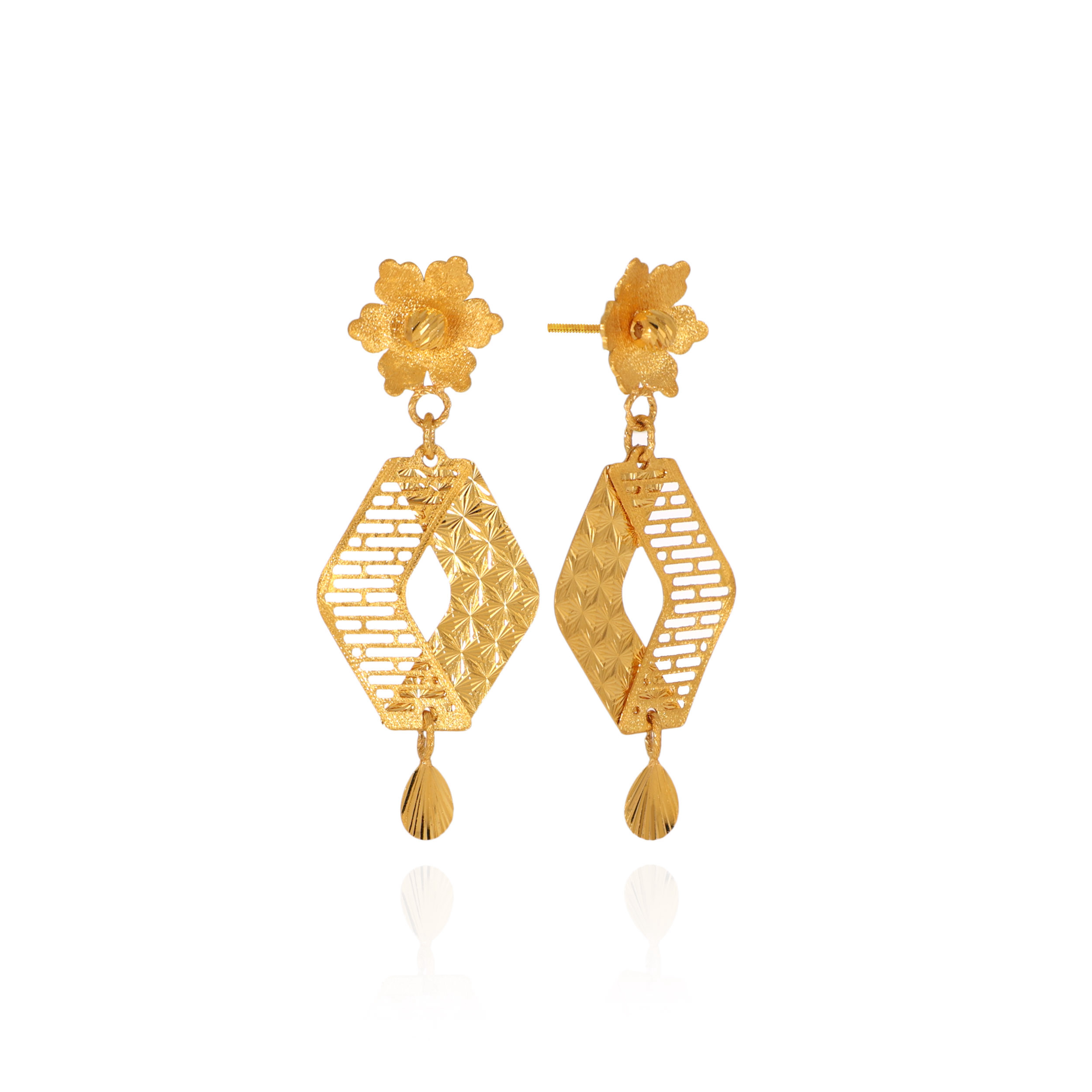 Geo Flora Festive Gold Earrings - Senco Gold and Diamonds