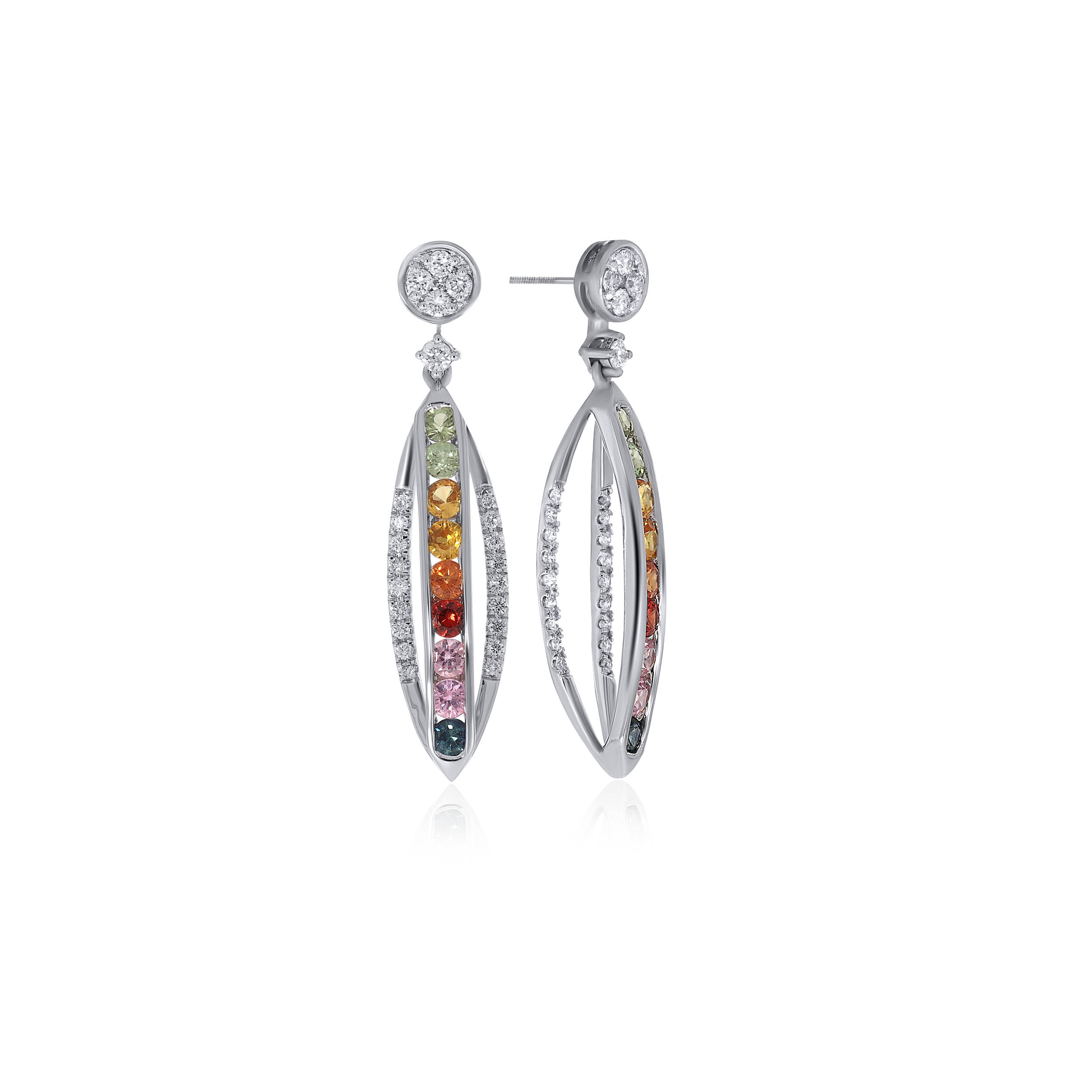 Colourful Spectrum Diamond Drop Earrings - Senco Gold and Diamonds
