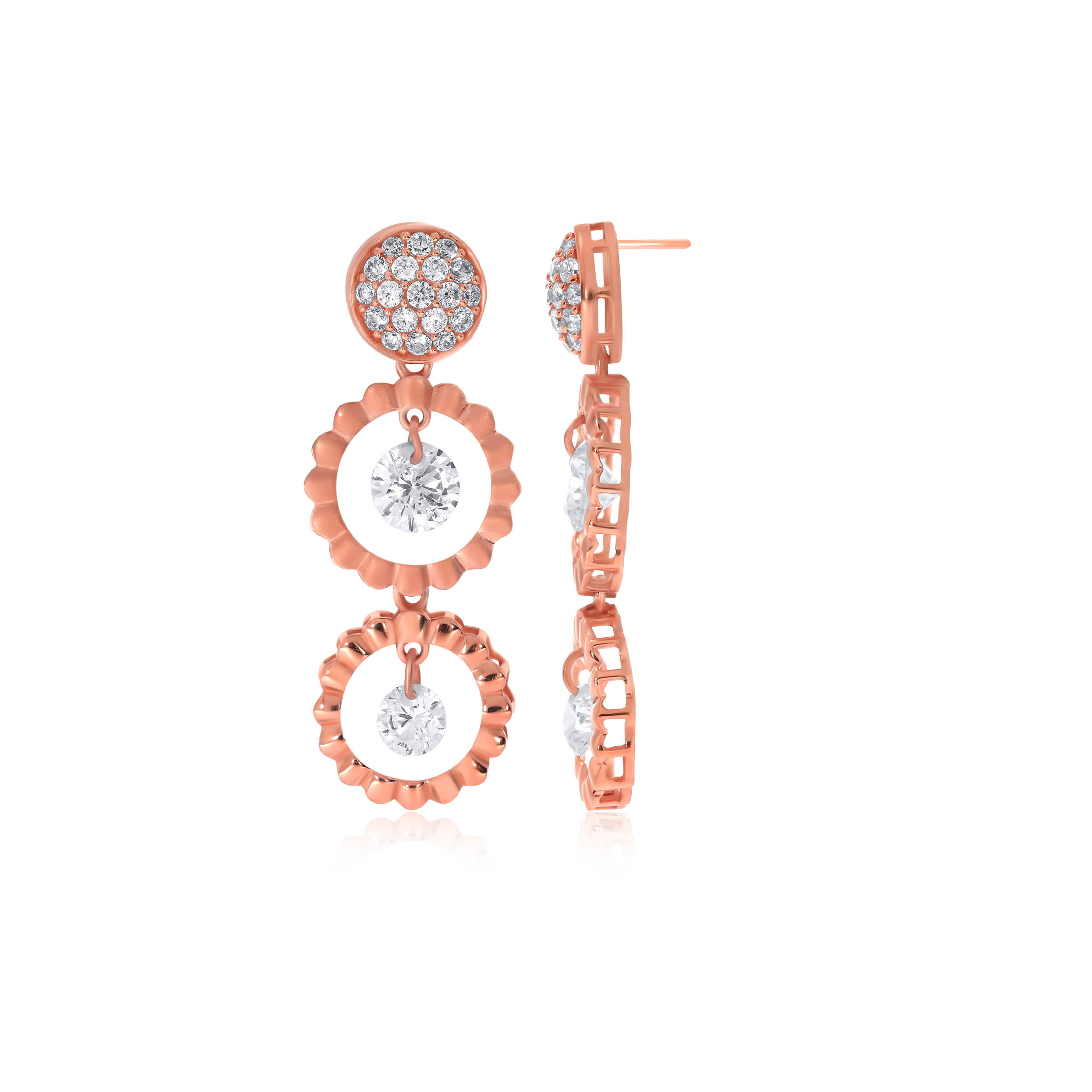 Bloomed Duo Gold Drop Earrings - Senco Gold and Diamonds