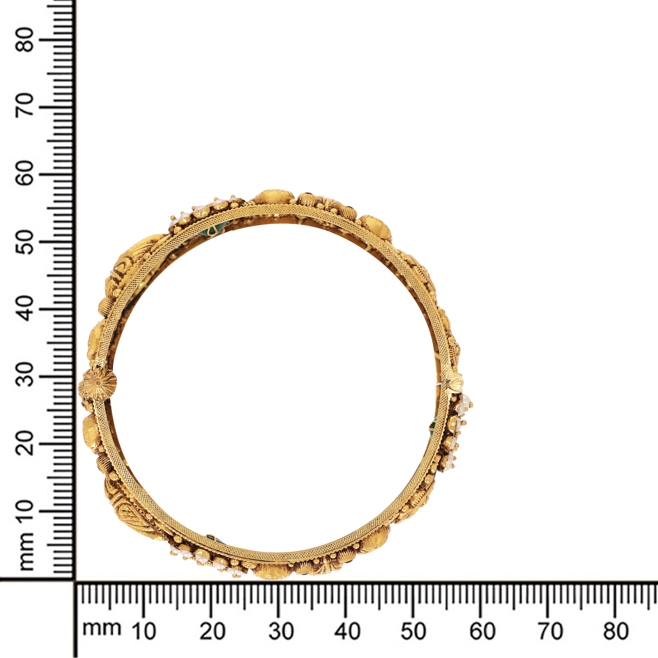 Cultural Essence Antique Gold Chur Bangle - Senco Gold and Diamonds
